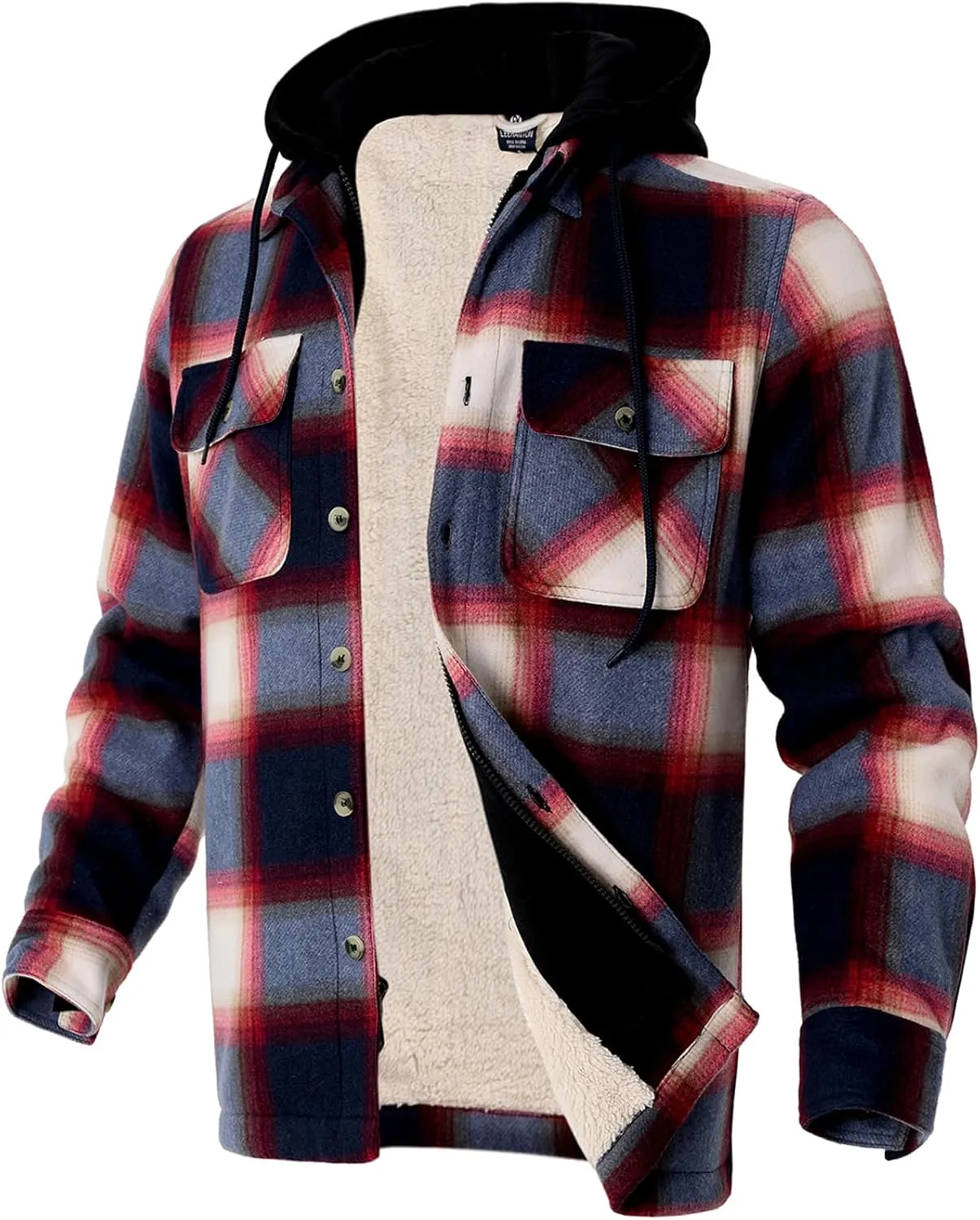 Facitisu Men's Winter Zip Up Hoodie Sherpa Fleece Sweatshirt Warm Thick heavyweight Coats