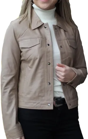 Fernando Women Lambskin Leather Trucker Jackets | Women's Suede and Sheep Leather Four-Pocket Trucker Jacket