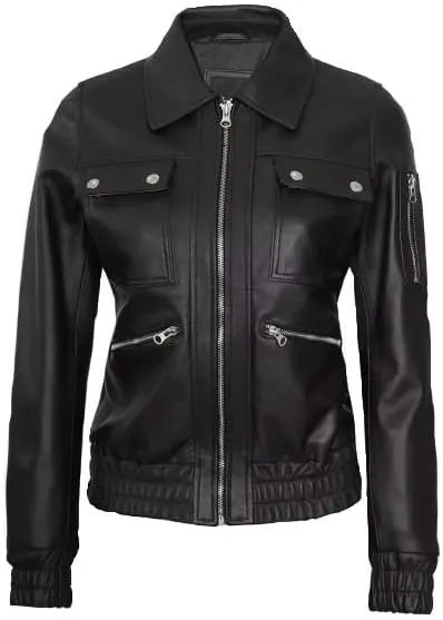 Fernando Women Lambskin Leather Trucker Jackets | Women's Suede and Sheep Leather Four-Pocket Trucker Jacket
