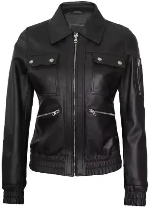 Fernando Women Lambskin Leather Trucker Jackets | Women's Suede and Sheep Leather Four-Pocket Trucker Jacket