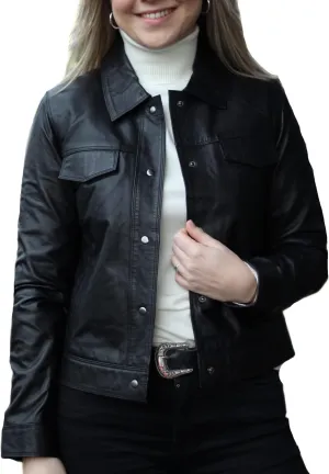 Fernando Women Lambskin Leather Trucker Jackets | Women's Suede and Sheep Leather Four-Pocket Trucker Jacket