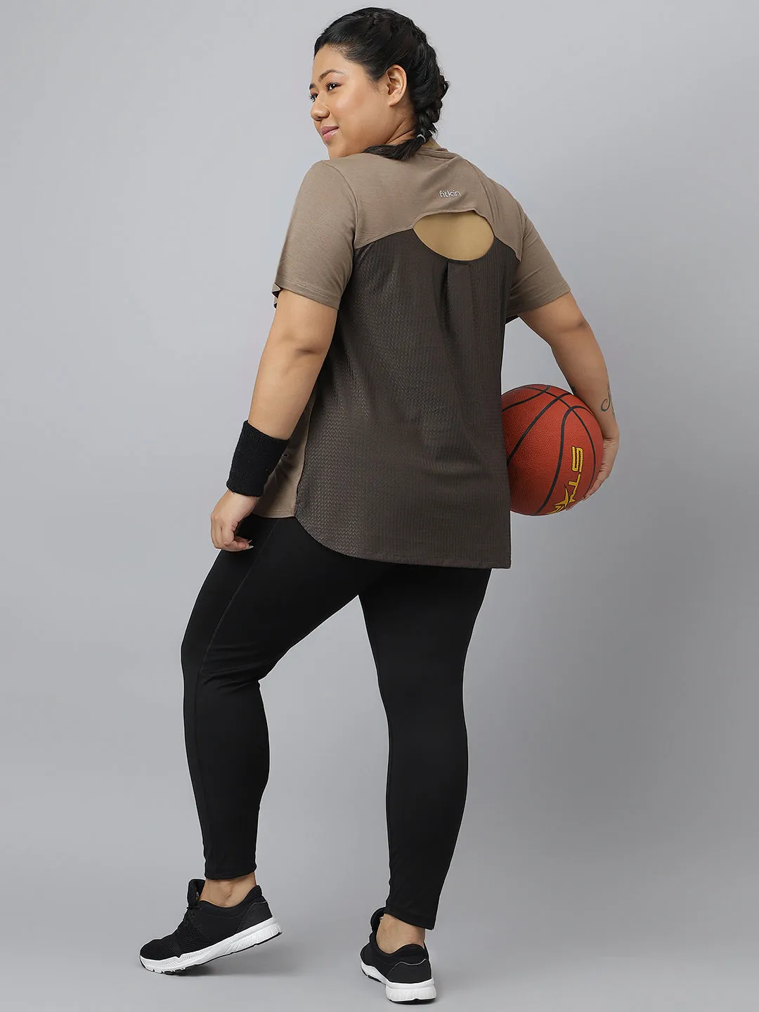 Fitkin Plus Size Super Soft Ecofriendly Modal Mocha Short Sleeve Tshirt