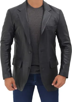 fjackets Men's Real Lambskin Leather Blazer Jacket  Stylish Leather Jackets Mens, Ideal for Business, Casual & Formal Events
