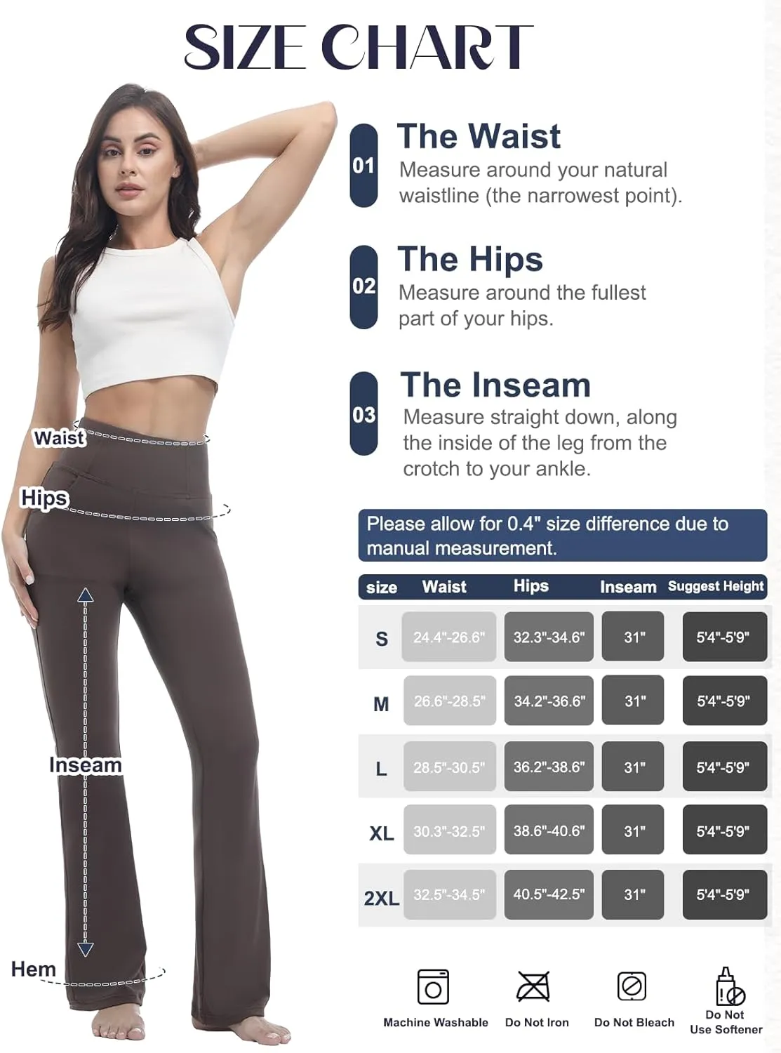 Flare Leggings for Women, Stretchy High Waisted Bootcut Workout Yoga Pants Tummy Control Butt Lift Bell Bottom Jeans