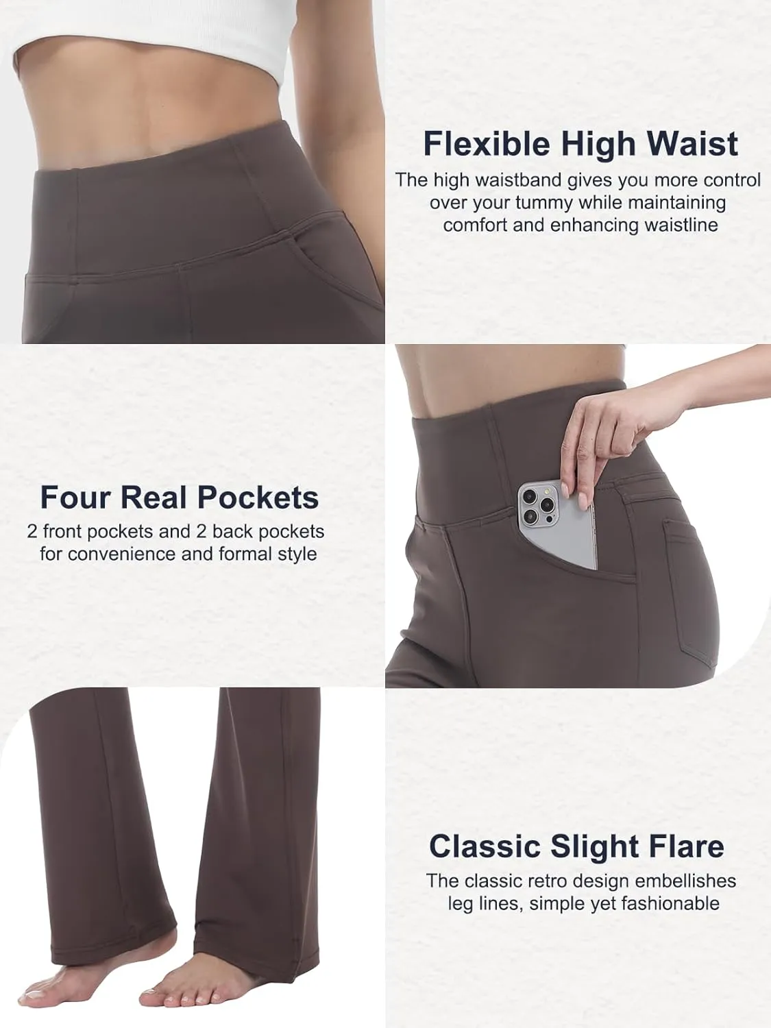 Flare Leggings for Women, Stretchy High Waisted Bootcut Workout Yoga Pants Tummy Control Butt Lift Bell Bottom Jeans