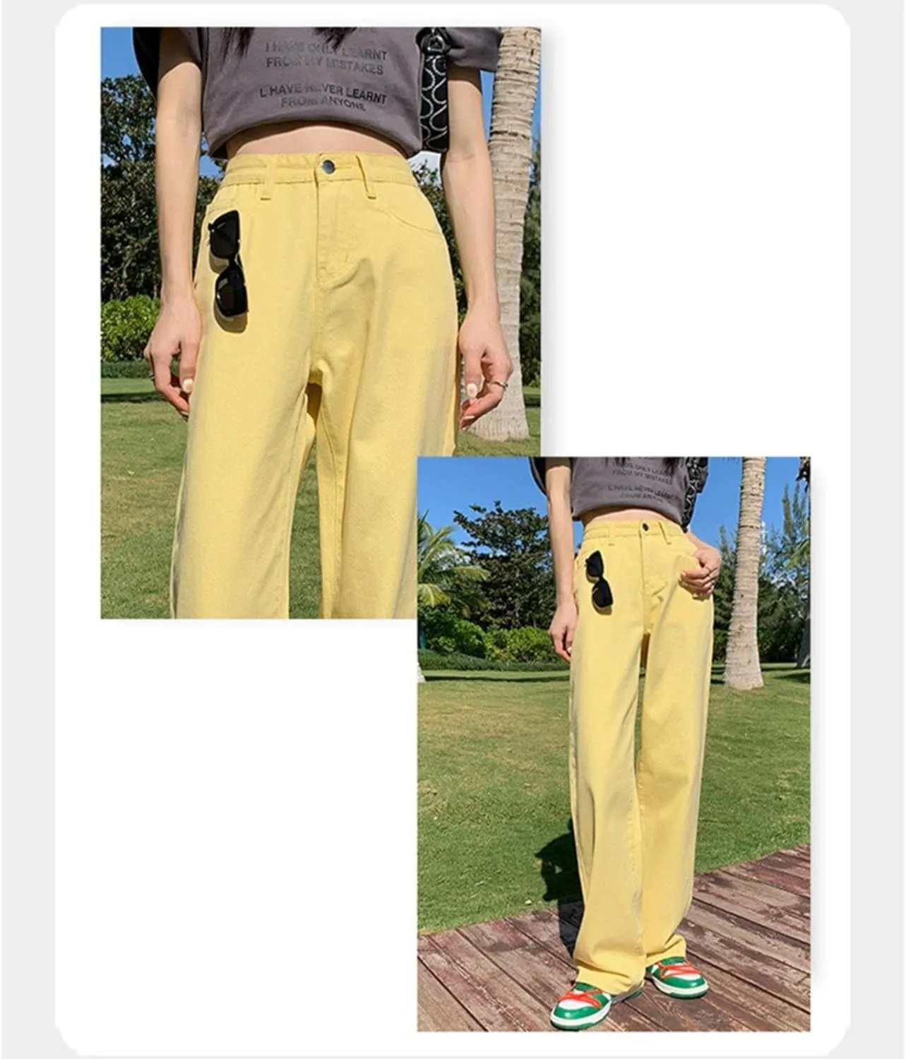 FZVYD Women's High Waisted Jeans Boyfriend Baggy Straight Leg Casual Denim Pants Streetwear Plus Size Trousers with Pockets