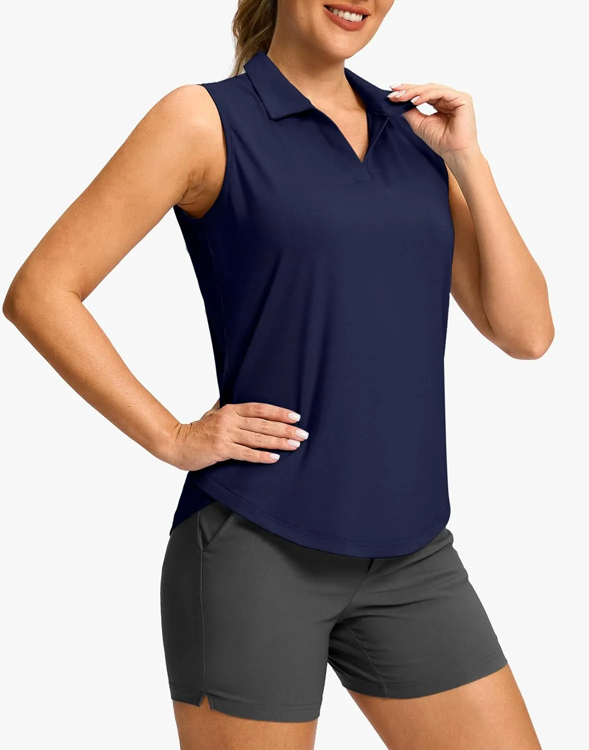 G Gradual Sleeveless Golf Shirts for Women Collared V Neck Tennis Tank Top Cooling Polo UPF 50  Quick Dry Lightweight