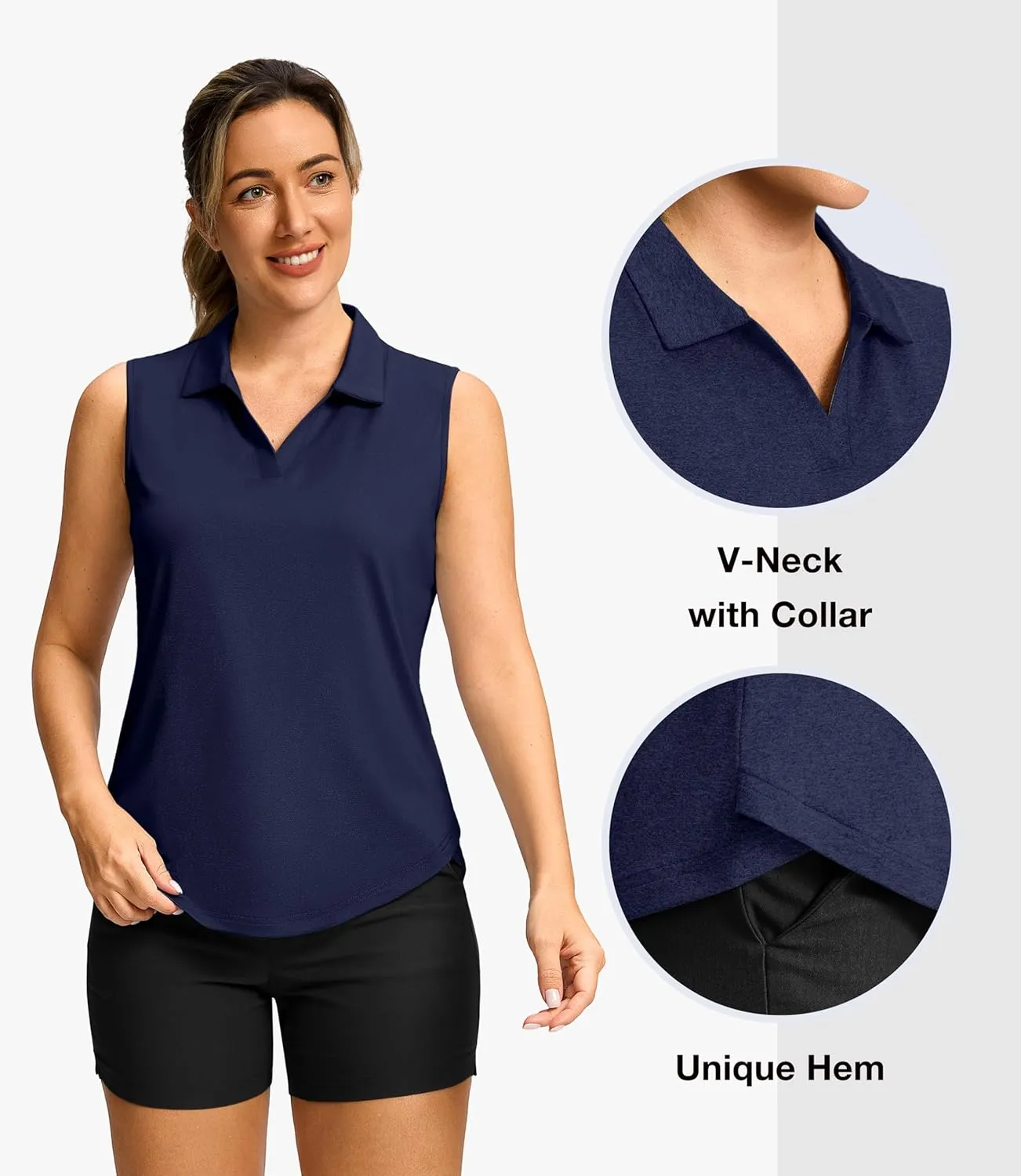 G Gradual Sleeveless Golf Shirts for Women Collared V Neck Tennis Tank Top Cooling Polo UPF 50  Quick Dry Lightweight