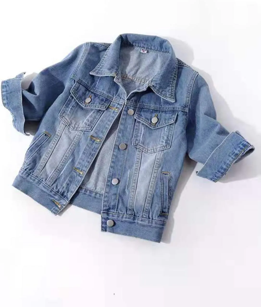 Gacaky Women's Basic 3/4 Sleeve Retro Denim Jackets Lapel Button Down Cropped Jean Jacket 2025 Spring Fall Outfits