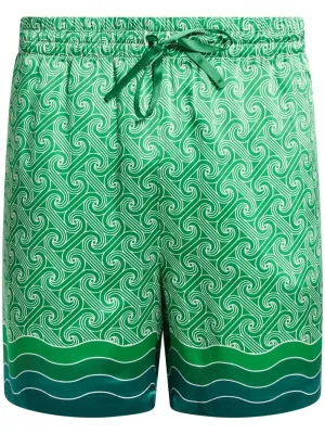 geometric-print silk shorts