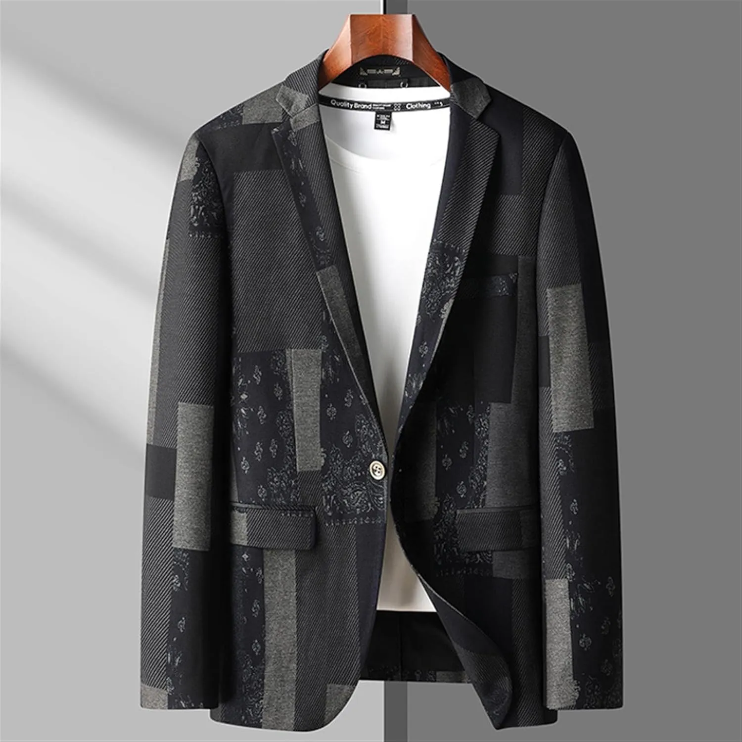 GIBZ Patchwork Blazer Men, Slim Fit Dinner Jacket Men Prom Suit, Notch Lapels 1 Button Tuxedo Jackets