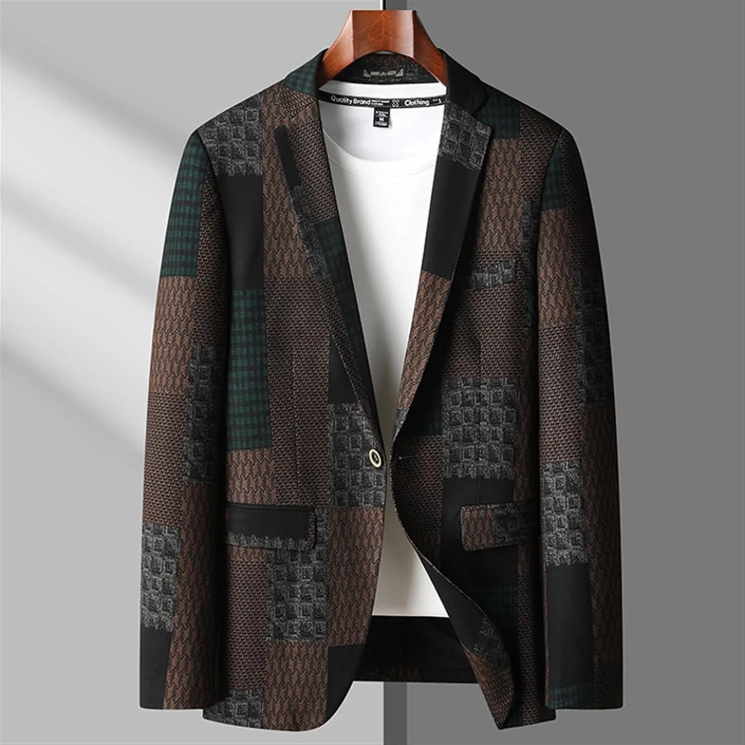GIBZ Patchwork Blazer Men, Slim Fit Dinner Jacket Men Prom Suit, Notch Lapels 1 Button Tuxedo Jackets