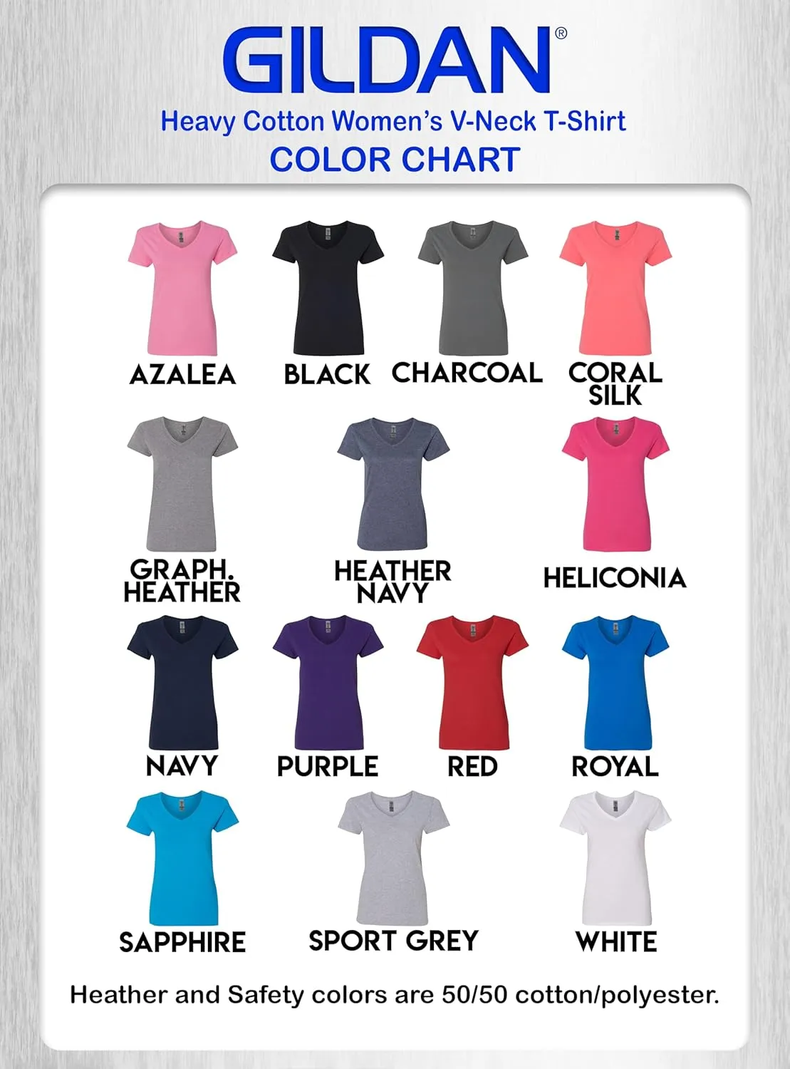 Gildan 5V00L T-Shirts for Women, Bulk Undershirts for Women Multipack - Create Color Pack - G5V00L Heavy Cotton V-Neck Shirts