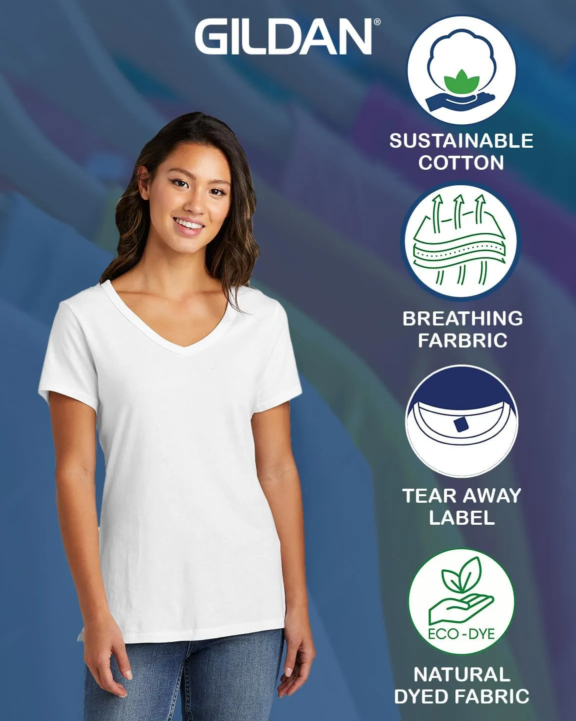 Gildan 5V00L T-Shirts for Women, Bulk Undershirts for Women Multipack - Create Color Pack - G5V00L Heavy Cotton V-Neck Shirts