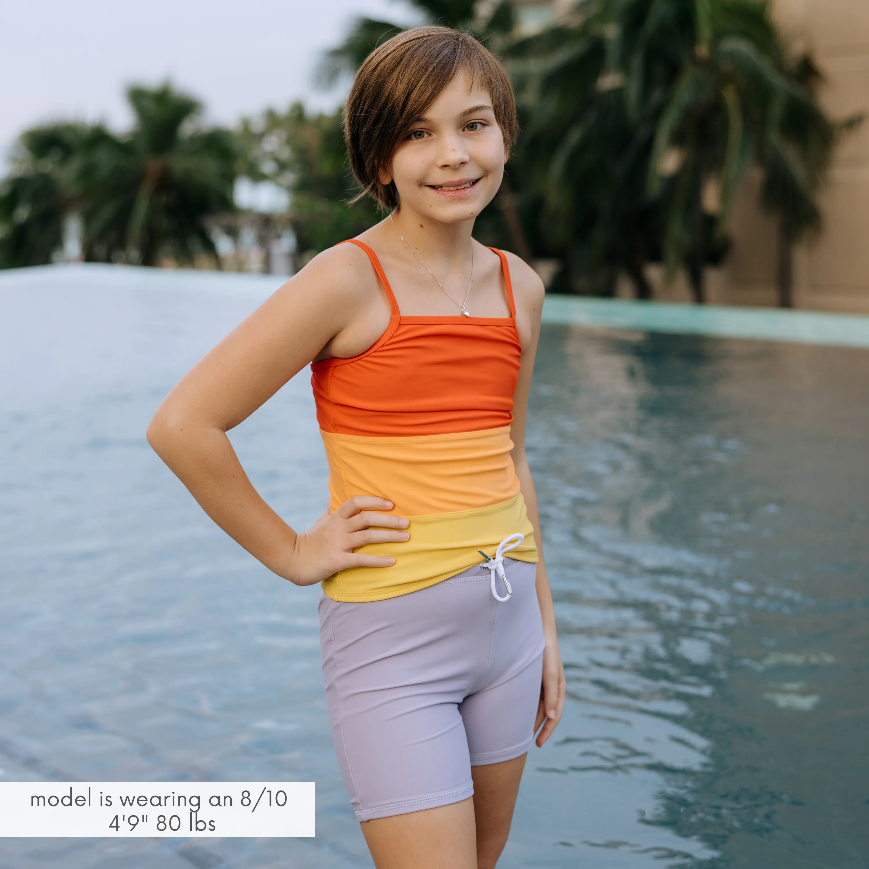 Girls Long Sleeve Rash Guard   Tankini Shorts Set (3 Piece) | "Color Pop"
