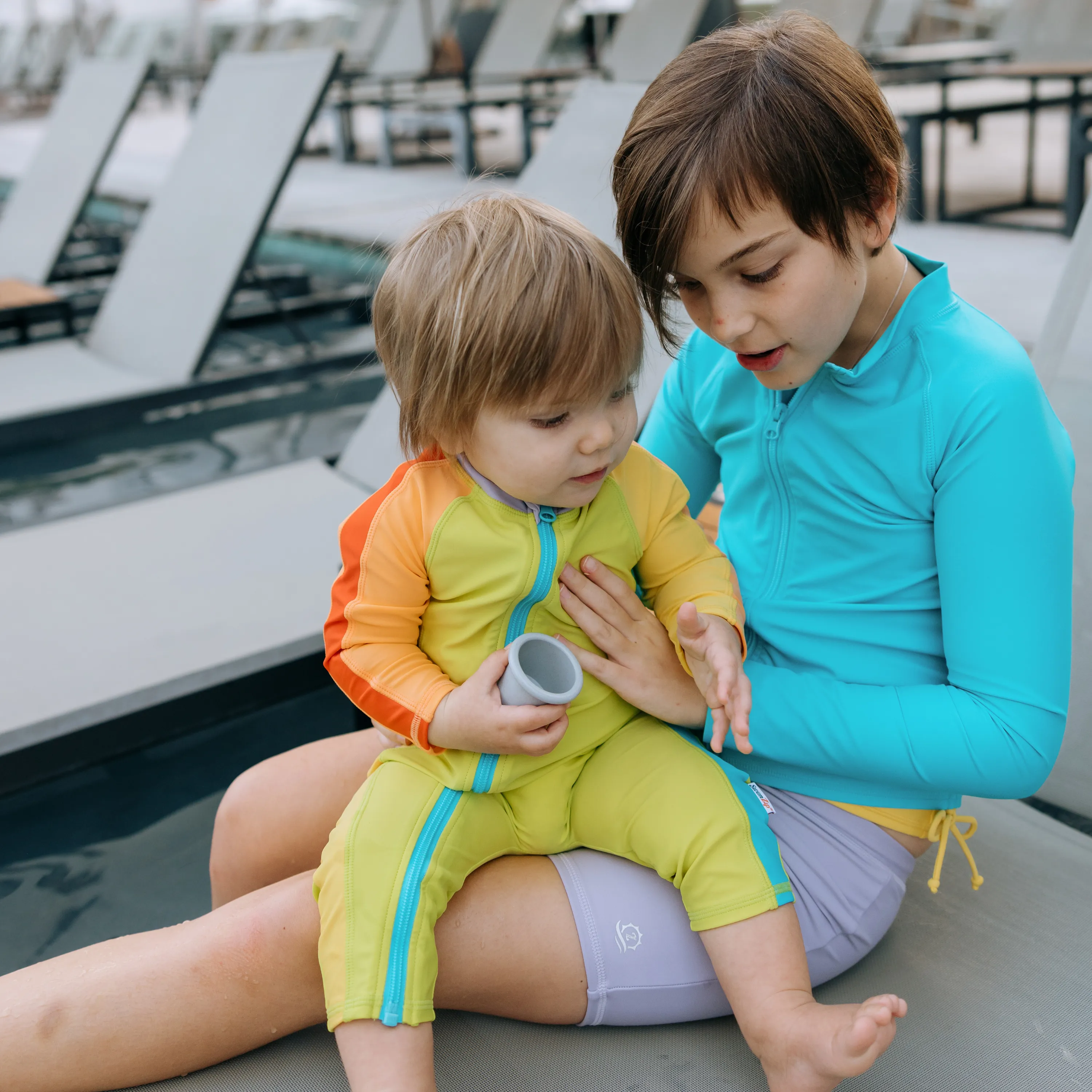 Girls Long Sleeve Rash Guard   Tankini Shorts Set (3 Piece) | "Color Pop"