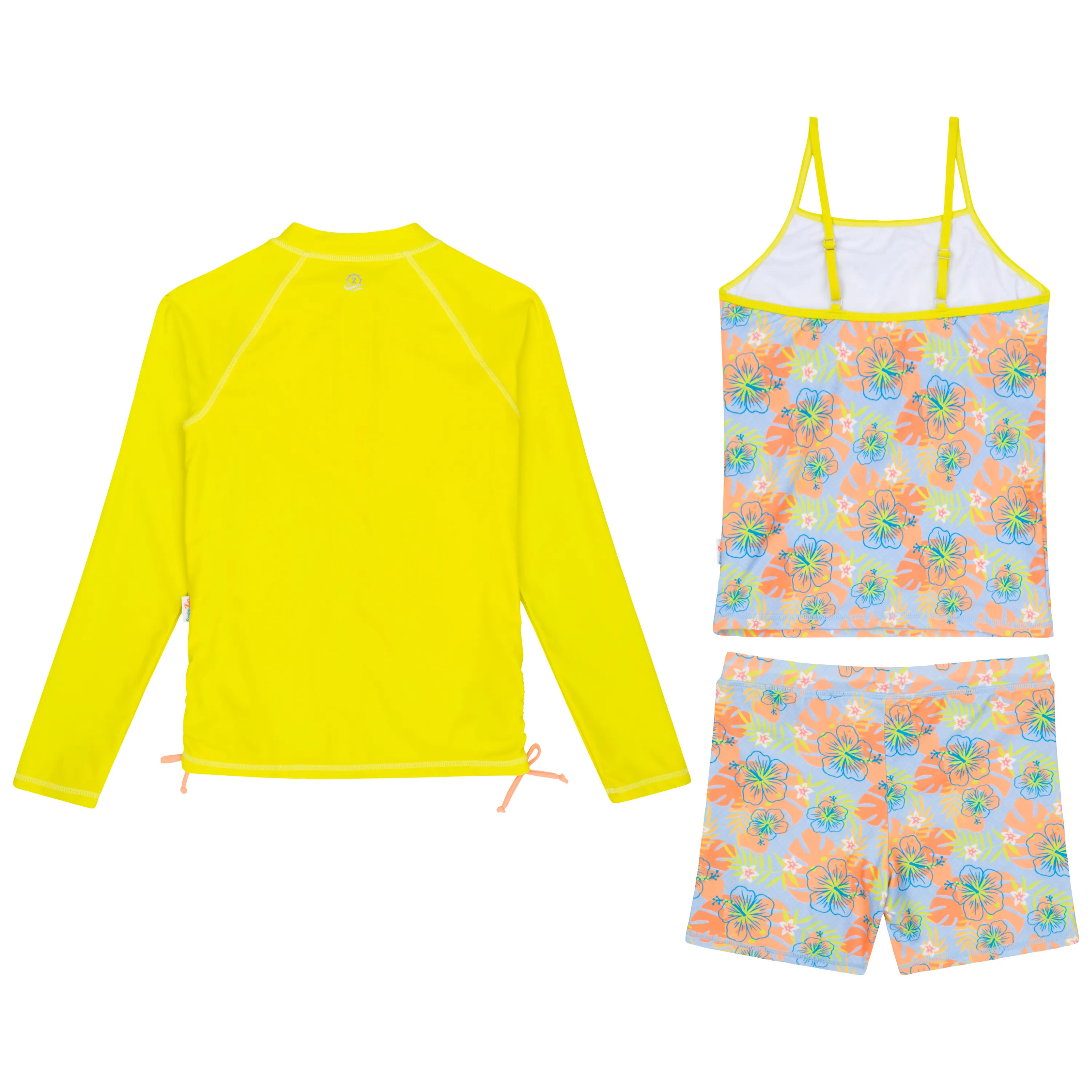 Girls Long Sleeve Rash Guard   Tankini Shorts Set (3 Piece) | "Groovy"