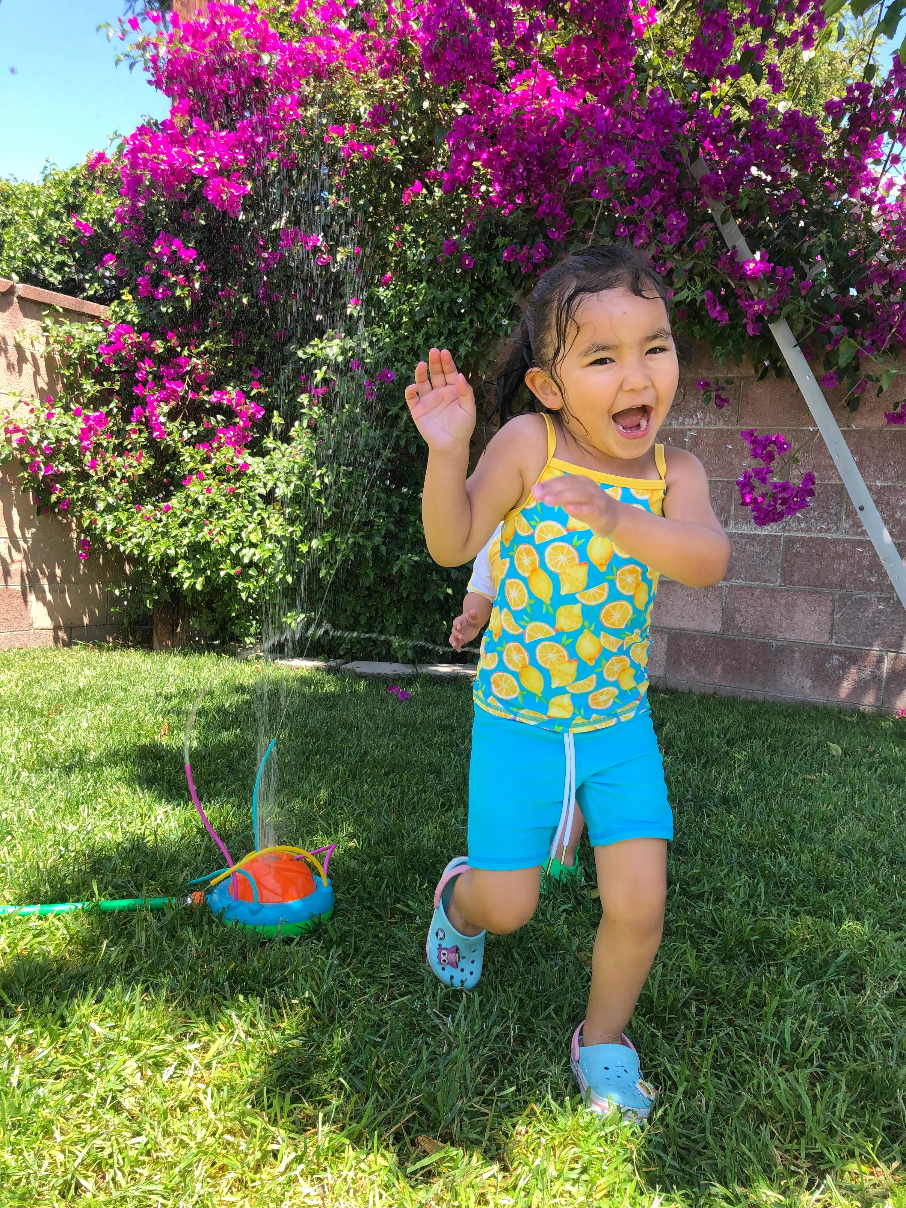 Girls Long Sleeve Rash Guard   Tankini Shorts Set (3 Piece) | "Lemons"