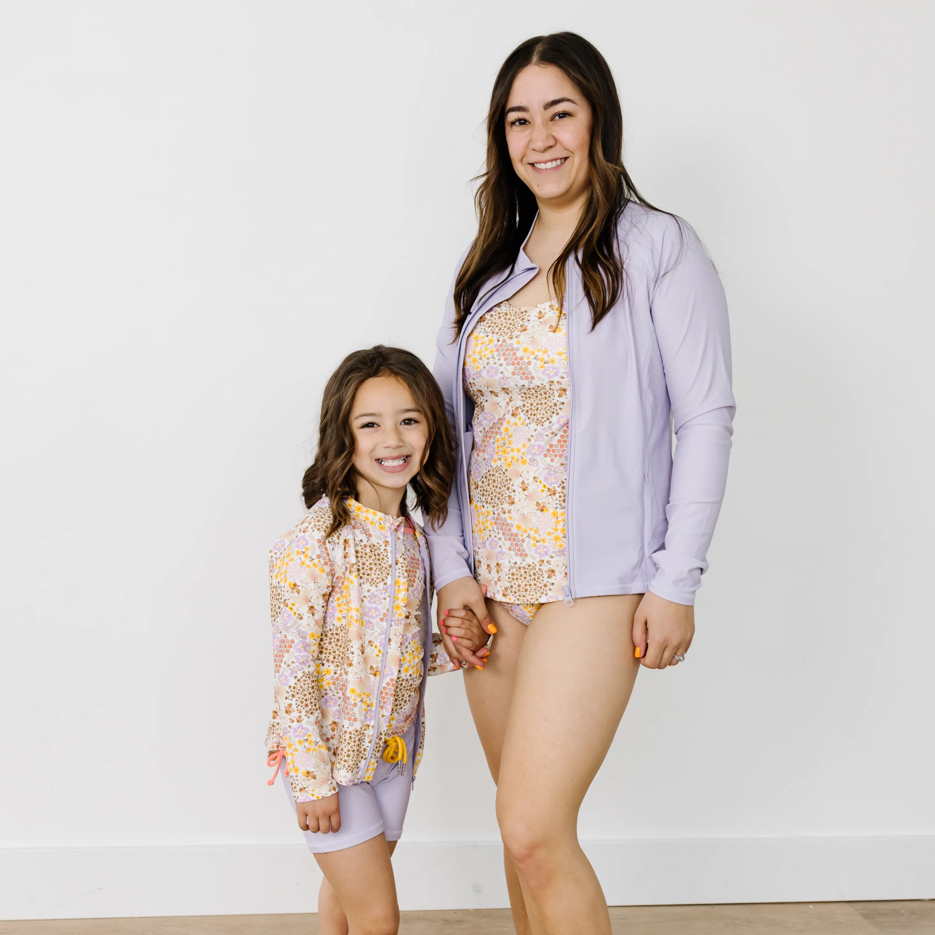 Girls Long Sleeve Rash Guard   Tankini Shorts Set (3 Piece) | "Meadows"