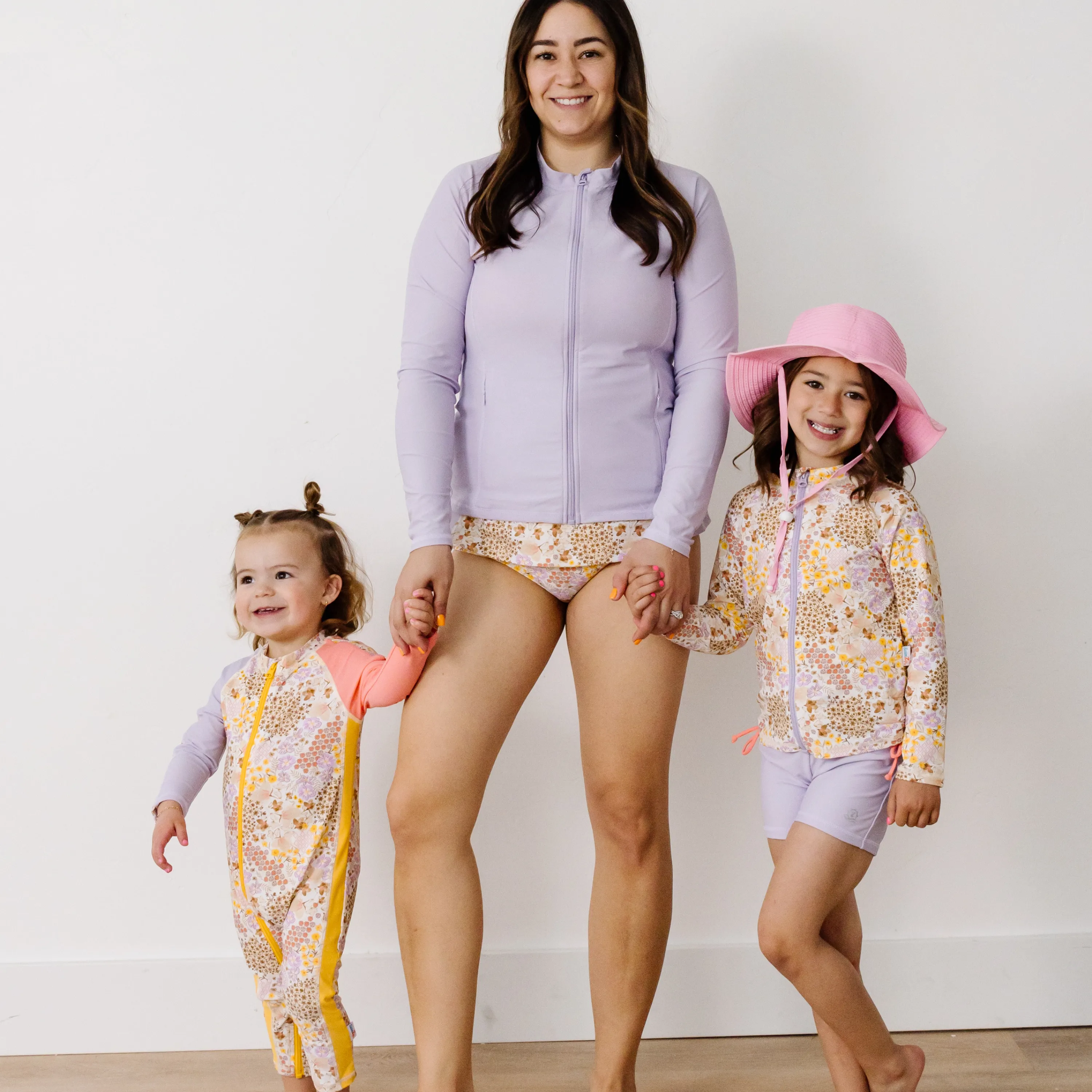 Girls Long Sleeve Rash Guard   Tankini Shorts Set (3 Piece) | "Meadows"