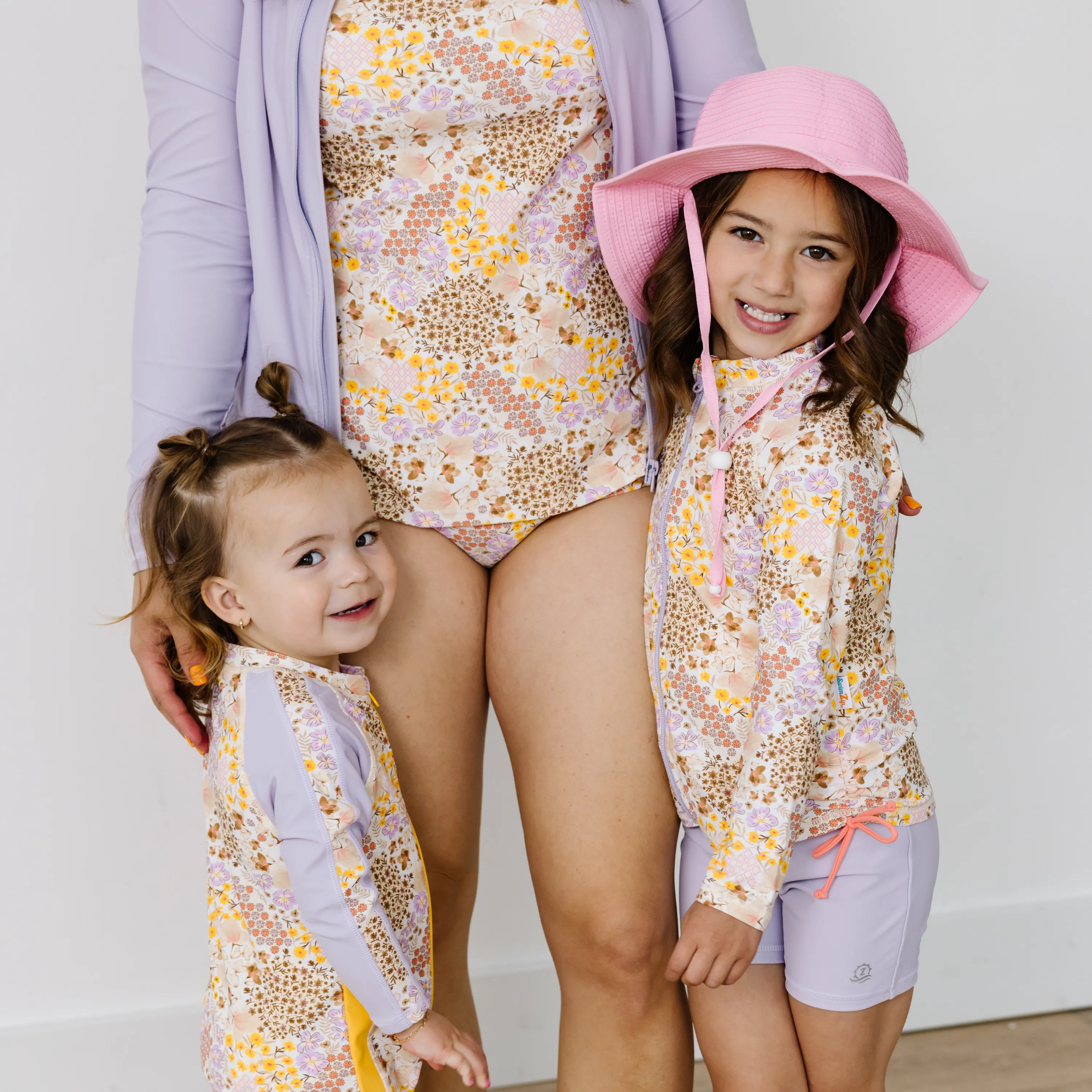 Girls Long Sleeve Rash Guard   Tankini Shorts Set (3 Piece) | "Meadows"