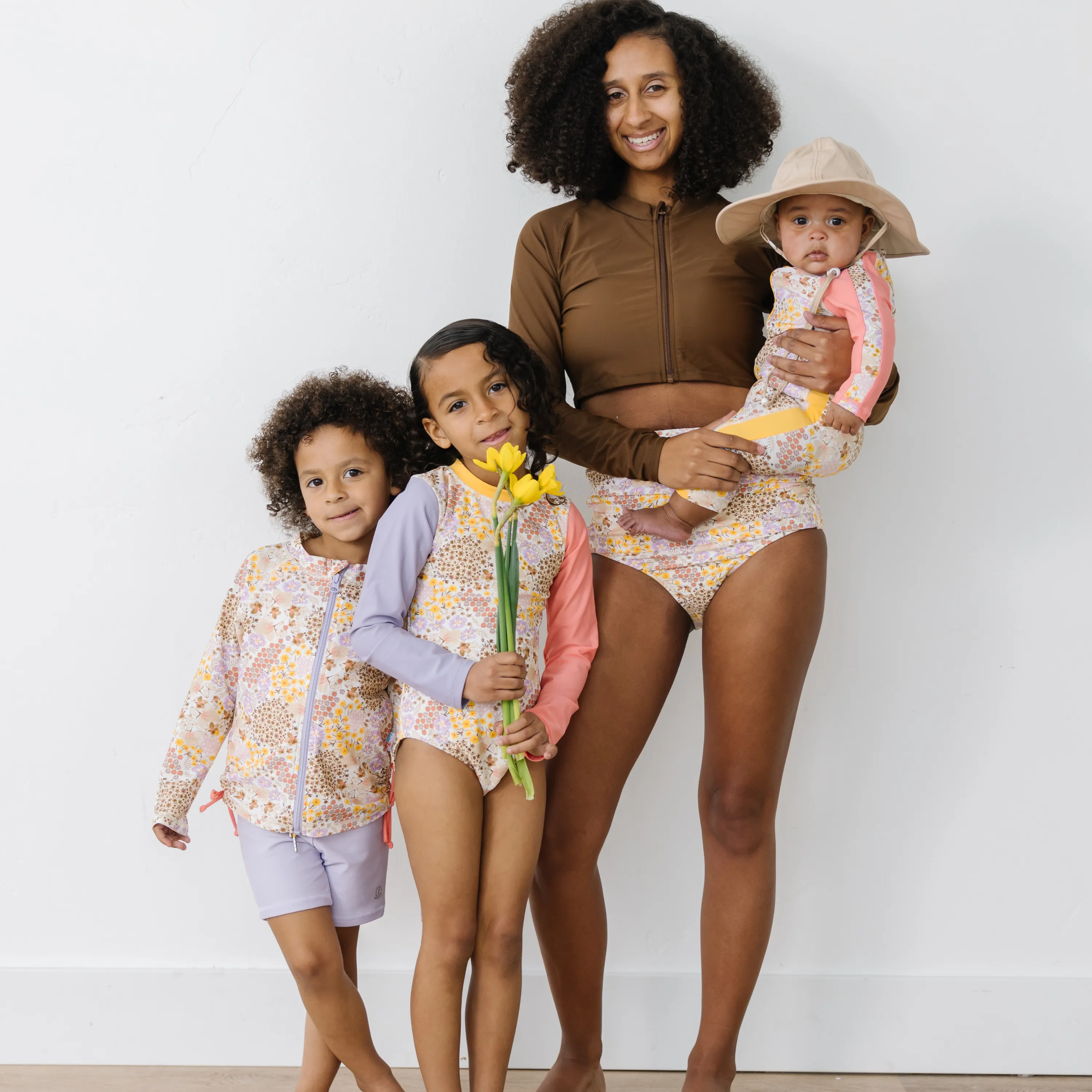 Girls Long Sleeve Rash Guard   Tankini Shorts Set (3 Piece) | "Meadows"