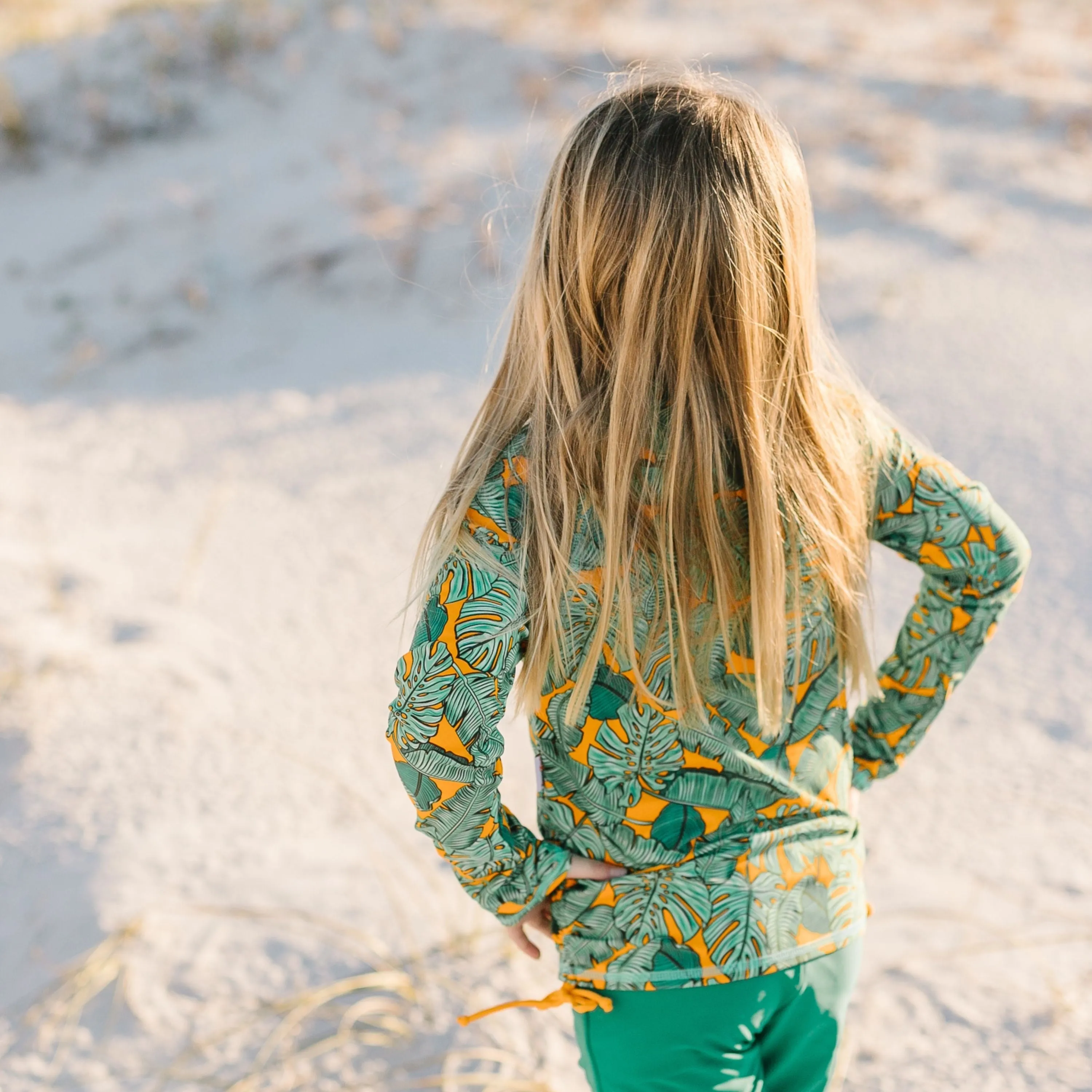 Girls Long Sleeve Rash Guard   Tankini Shorts Set (3 Piece) | "The Tropics"