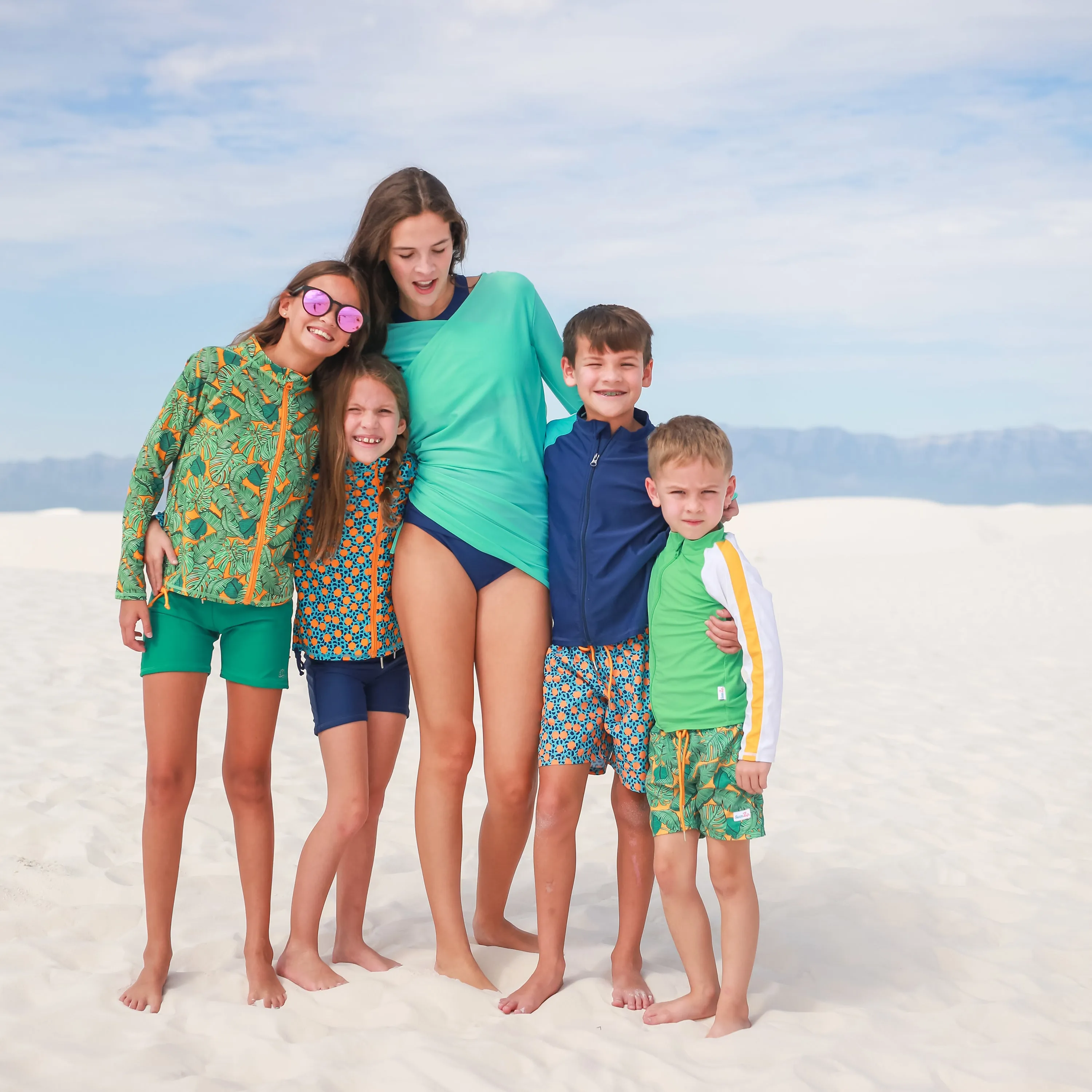 Girls Long Sleeve Rash Guard   Tankini Shorts Set (3 Piece) | "The Tropics"