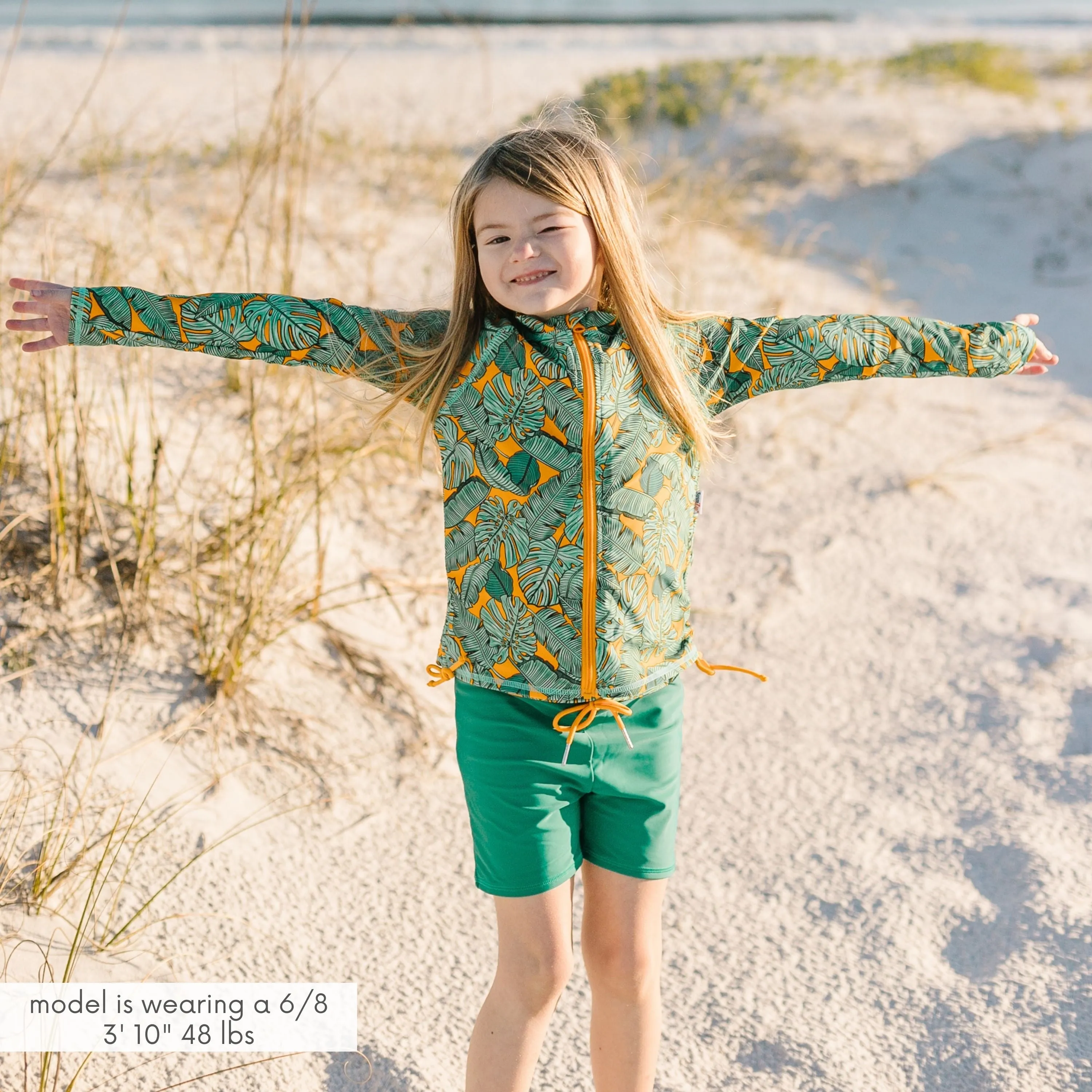 Girls Long Sleeve Rash Guard   Tankini Shorts Set (3 Piece) | "The Tropics"