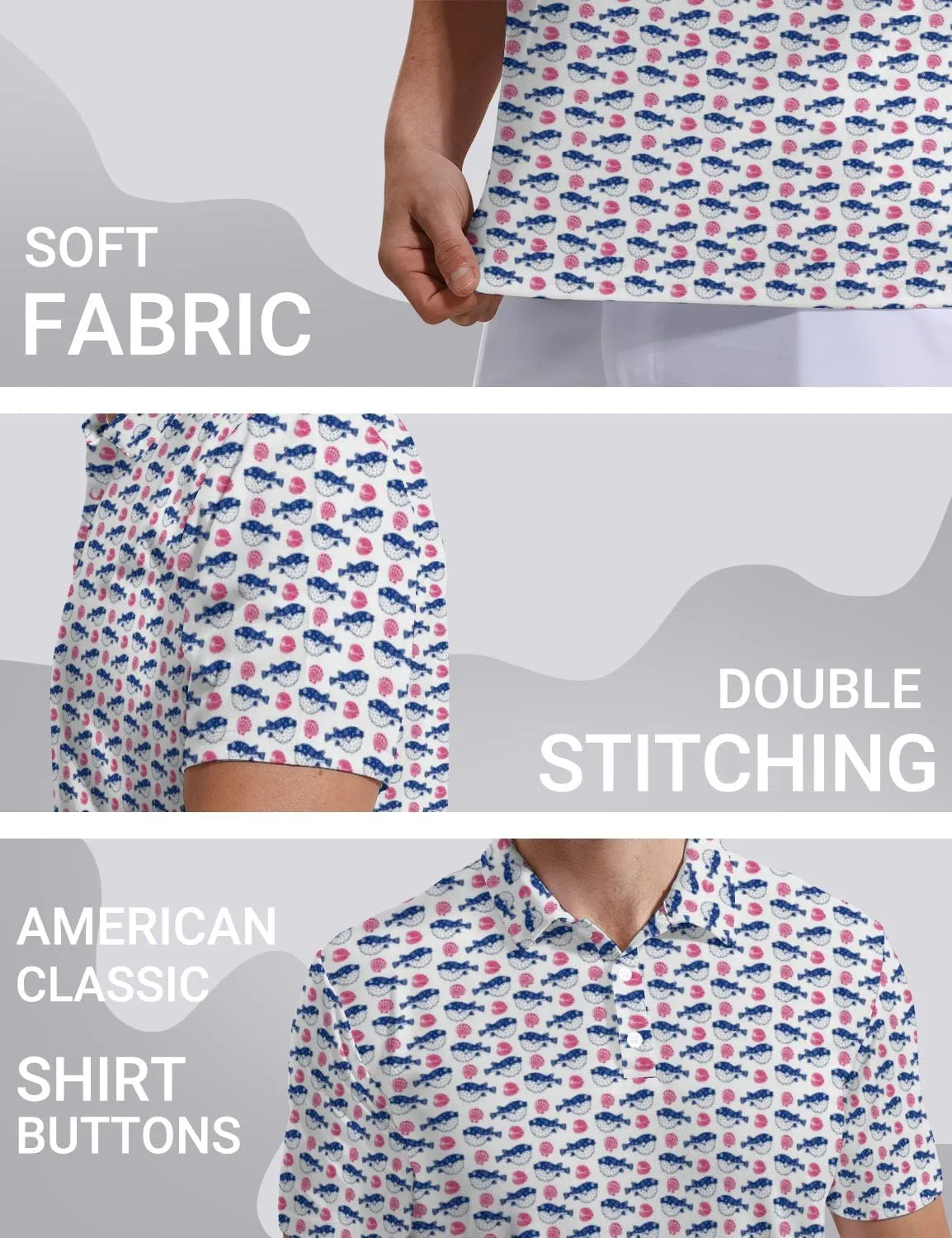 Golf Polo Shirts for Men Moisture Wicking Quick Dry Mens Golf Shirts 4-Way Stretch Funny Polo Short Sleeve
