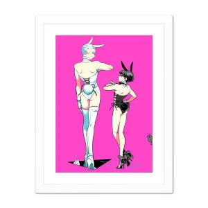 (Goods - High Resolution Print) Boys Gallery Kinako Chara-fine Furimuki Kuro Shiro Bunny A5 Size