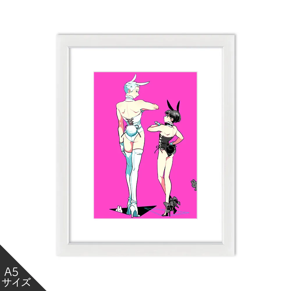 (Goods - High Resolution Print) Boys Gallery Kinako Chara-fine Furimuki Kuro Shiro Bunny A5 Size