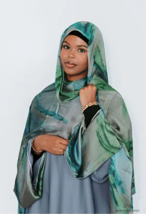 Green Water Color Abaya Set