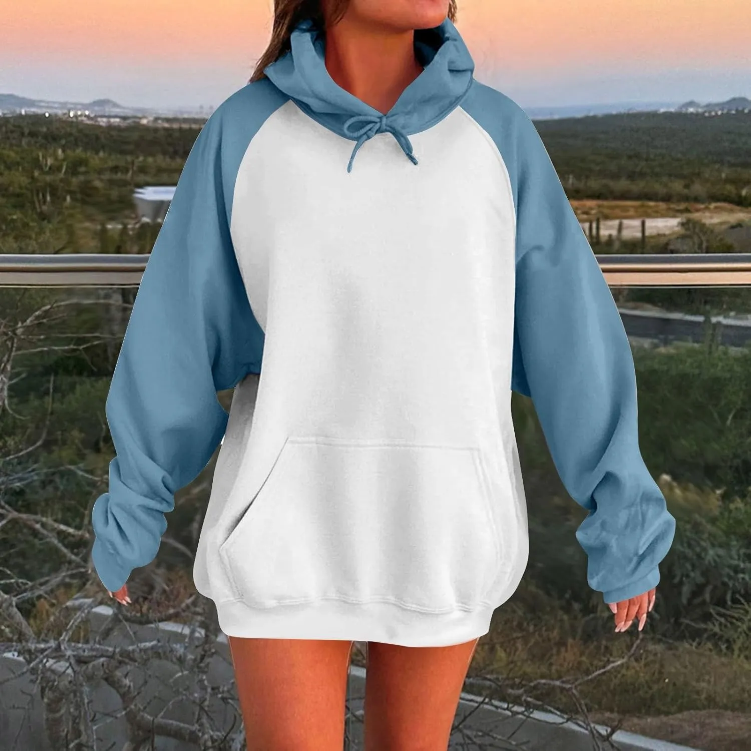 Gumipy Oversized Hoodies for Women Trendy Fleece Color Block Womens Sweatshirt Hoodies Plus Size Winter Clothes with Pocket