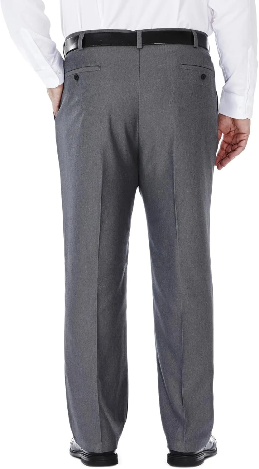 Haggar Men's Cool 18 Classic Fit Flat Front and Pleat Front Hidden Expandable Waistband Pant Big and Tall Sizes