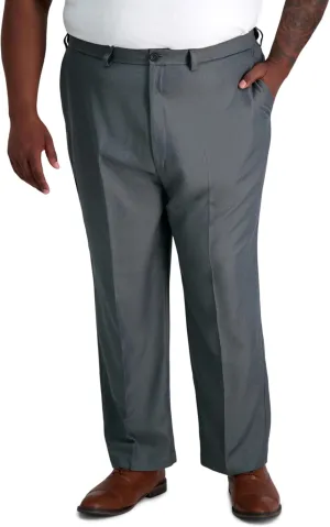 Haggar Men's Cool 18 Classic Fit Flat Front and Pleat Front Hidden Expandable Waistband Pant Big and Tall Sizes