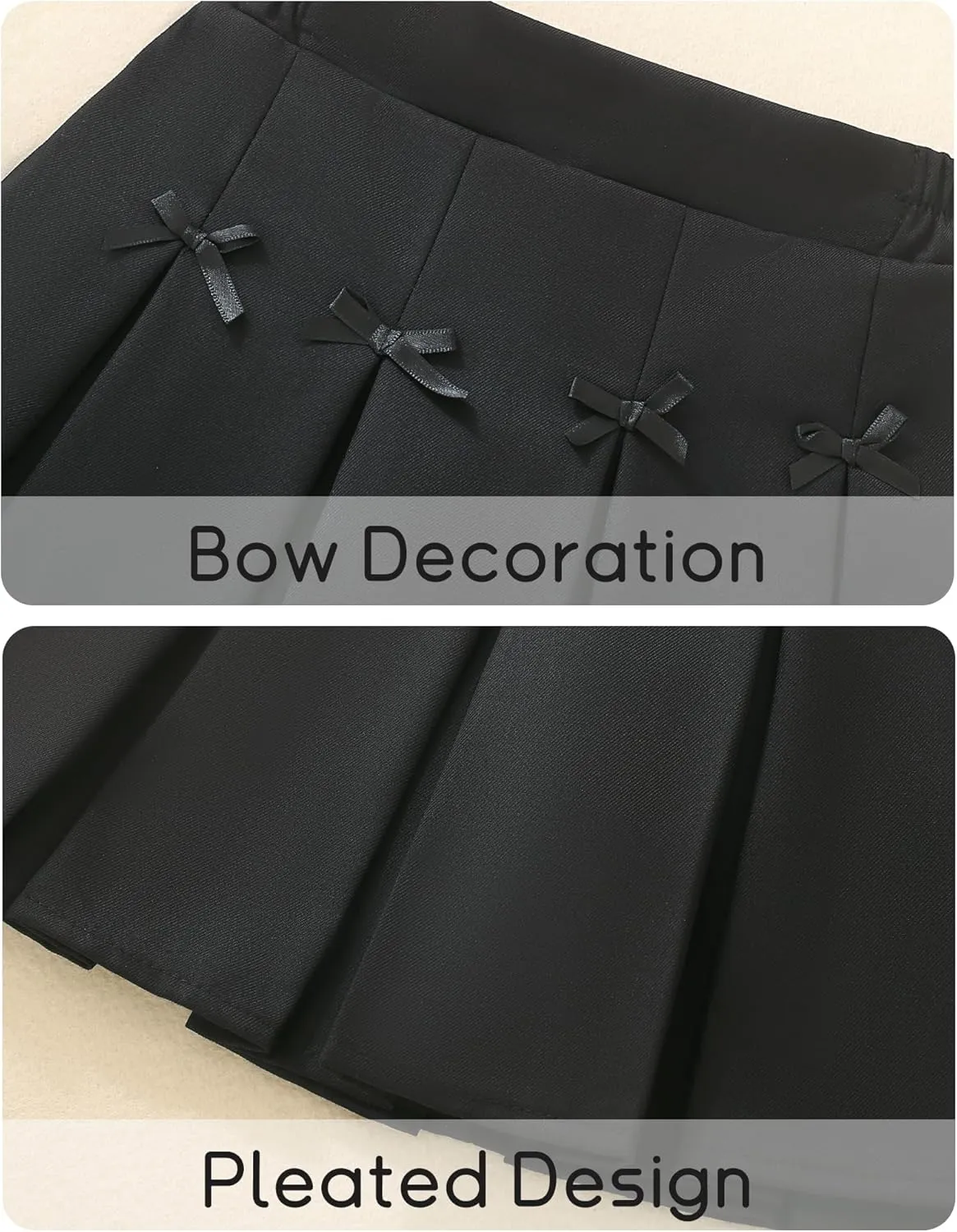 Happy Cherry Pleated Mini Skirt for Girls with Bow Elastic Waist Athletic Tennis Skort Cute Preppy Uniform Skirts 4-9 Years