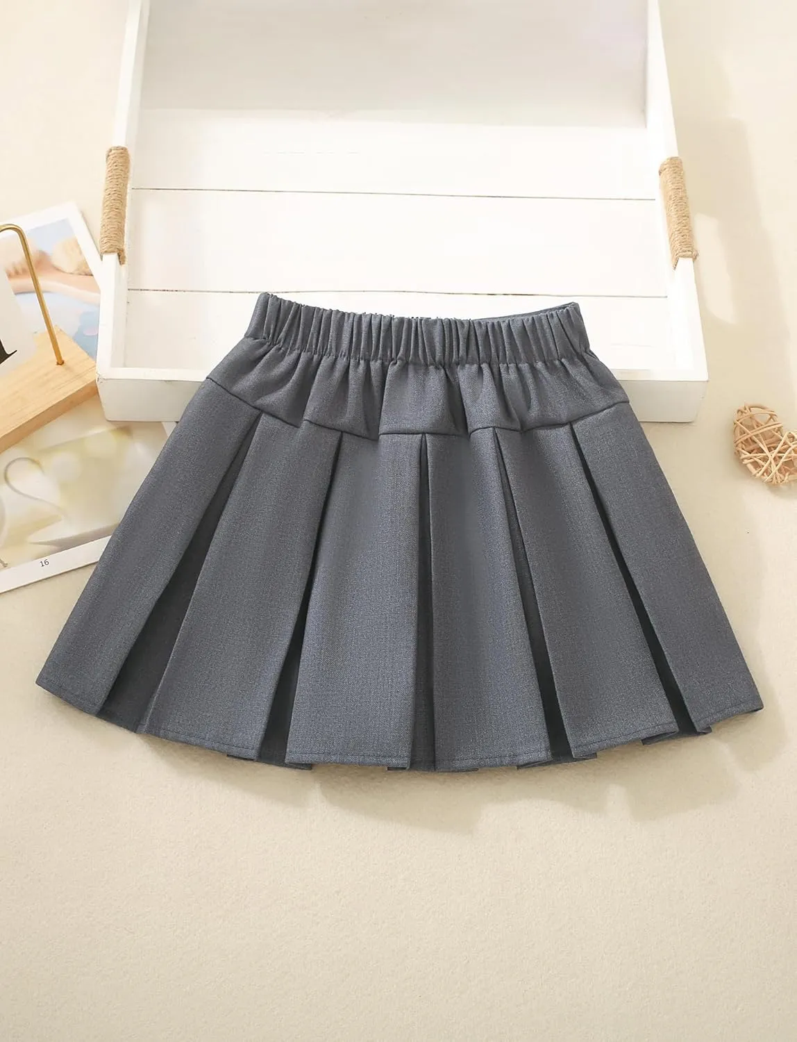 Happy Cherry Pleated Mini Skirt for Girls with Bow Elastic Waist Athletic Tennis Skort Cute Preppy Uniform Skirts 4-9 Years