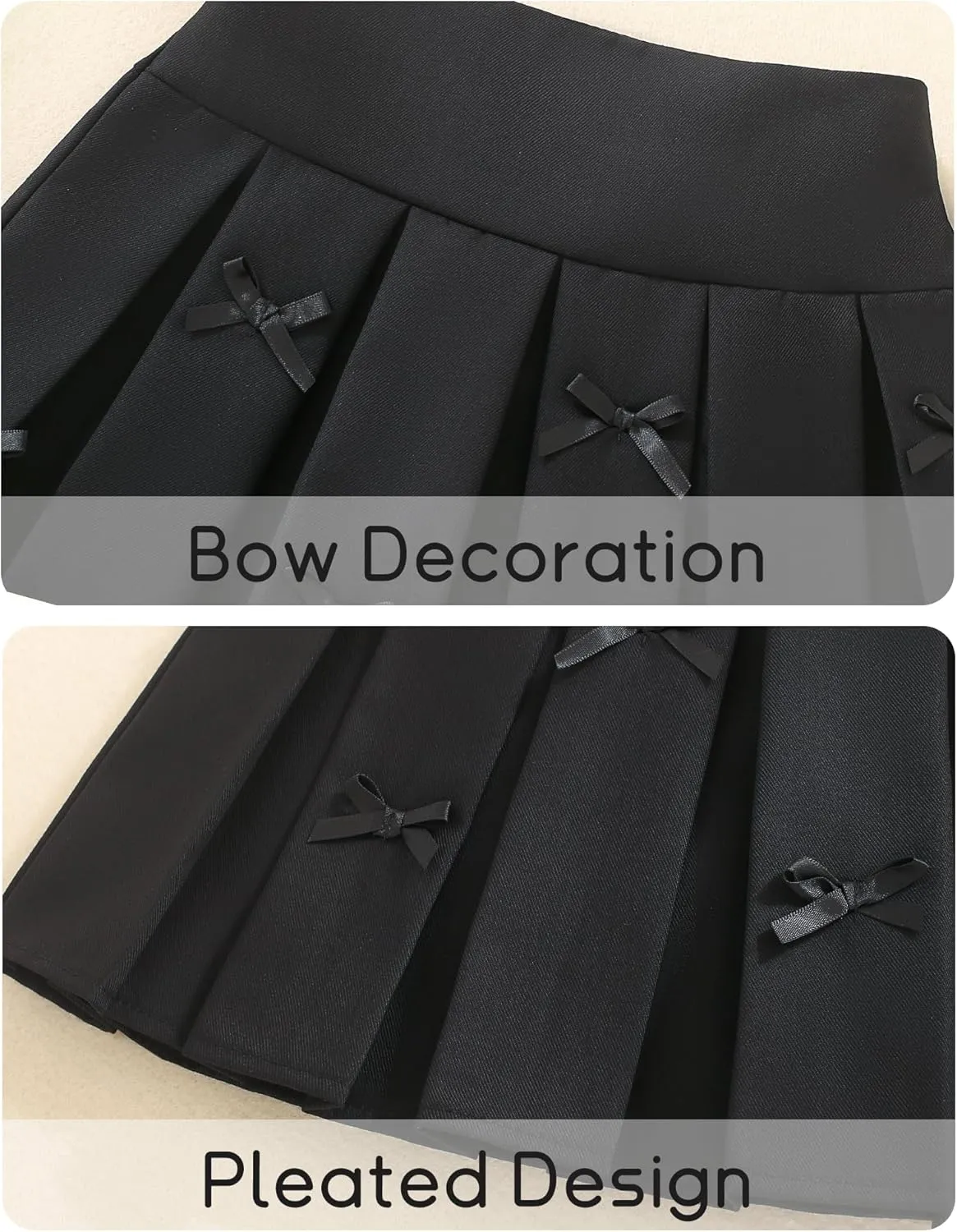 Happy Cherry Pleated Mini Skirt for Girls with Bow Elastic Waist Athletic Tennis Skort Cute Preppy Uniform Skirts 4-9 Years