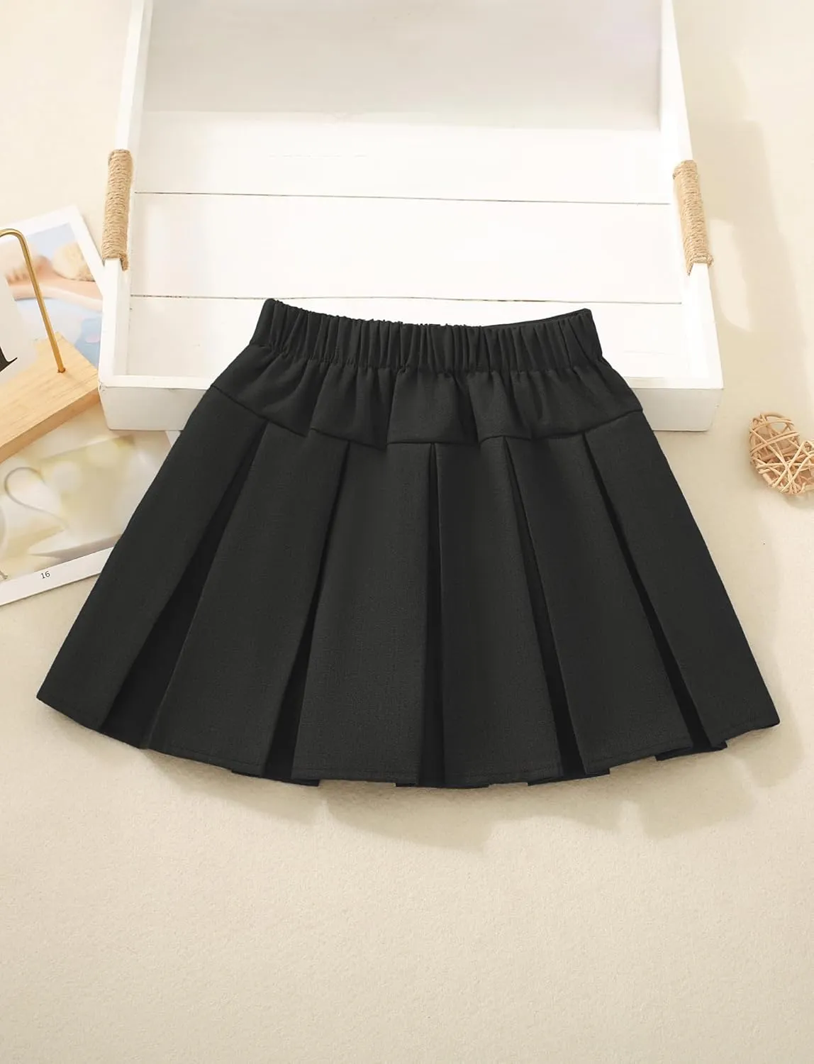 Happy Cherry Pleated Mini Skirt for Girls with Bow Elastic Waist Athletic Tennis Skort Cute Preppy Uniform Skirts 4-9 Years