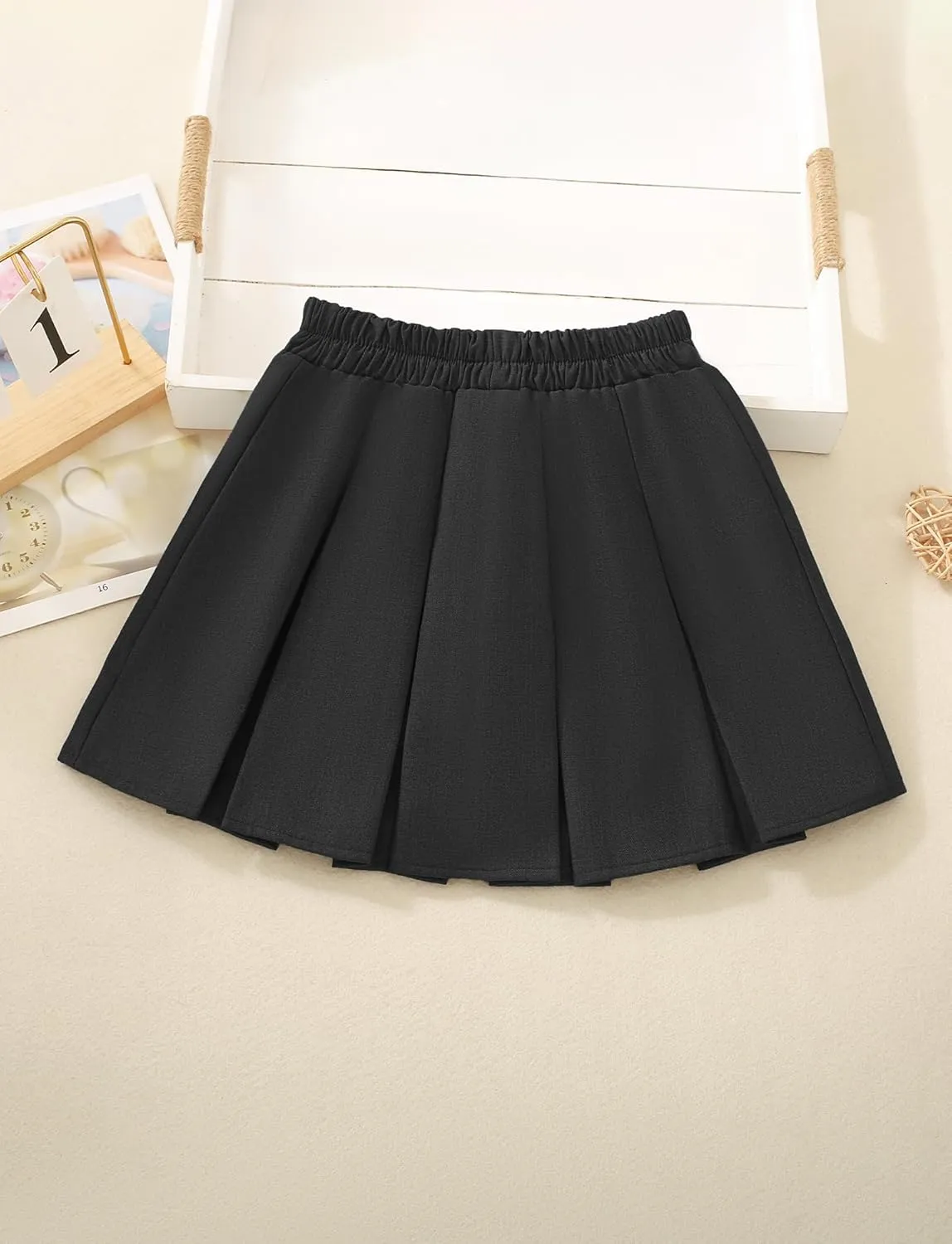 Happy Cherry Pleated Mini Skirt for Girls with Bow Elastic Waist Athletic Tennis Skort Cute Preppy Uniform Skirts 4-9 Years