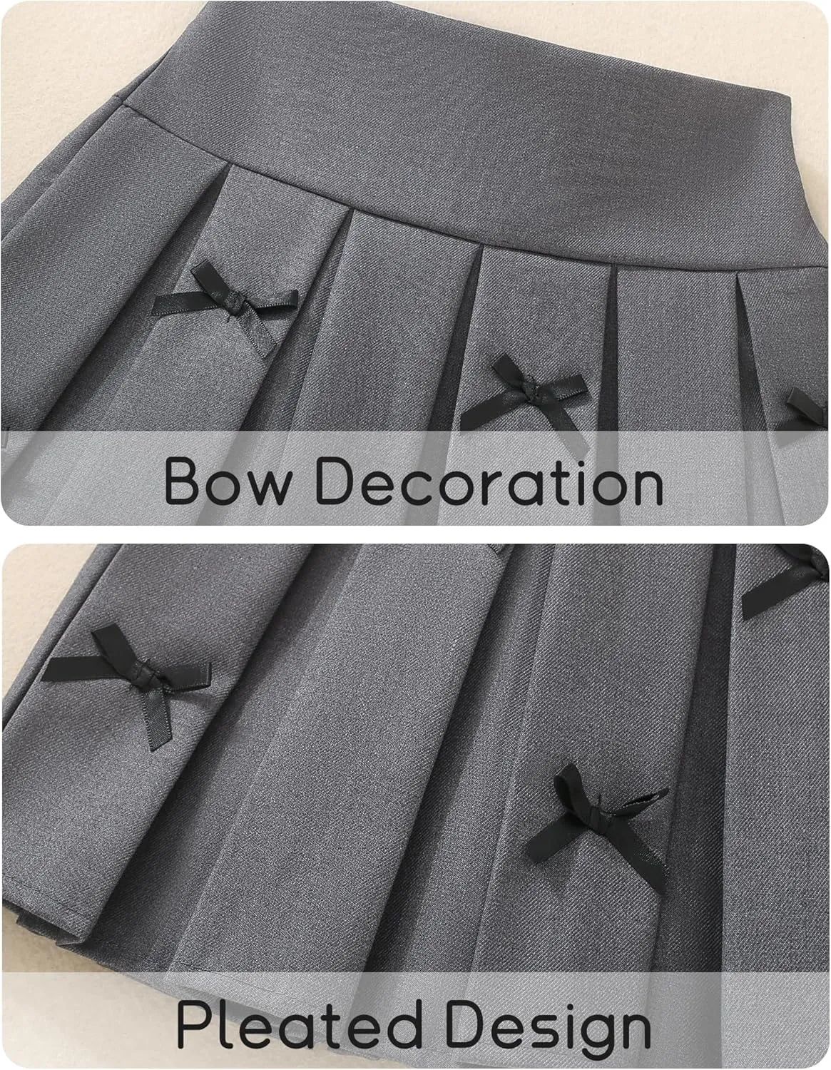 Happy Cherry Pleated Mini Skirt for Girls with Bow Elastic Waist Athletic Tennis Skort Cute Preppy Uniform Skirts 4-9 Years