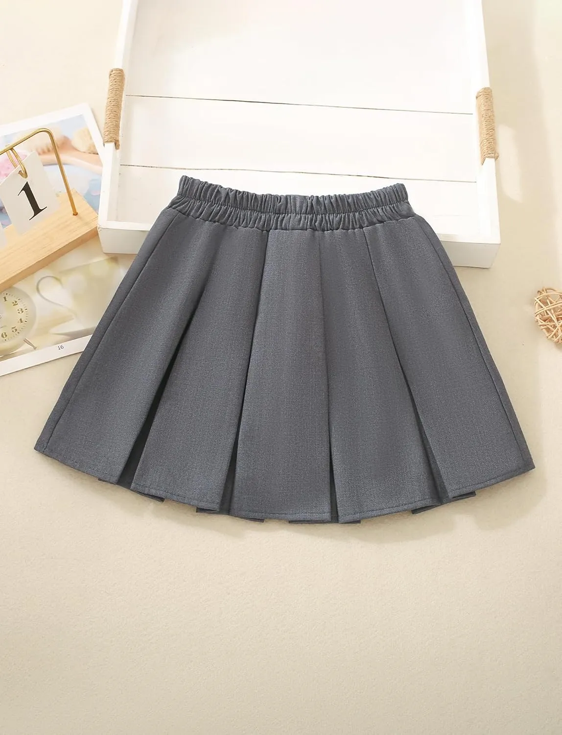 Happy Cherry Pleated Mini Skirt for Girls with Bow Elastic Waist Athletic Tennis Skort Cute Preppy Uniform Skirts 4-9 Years