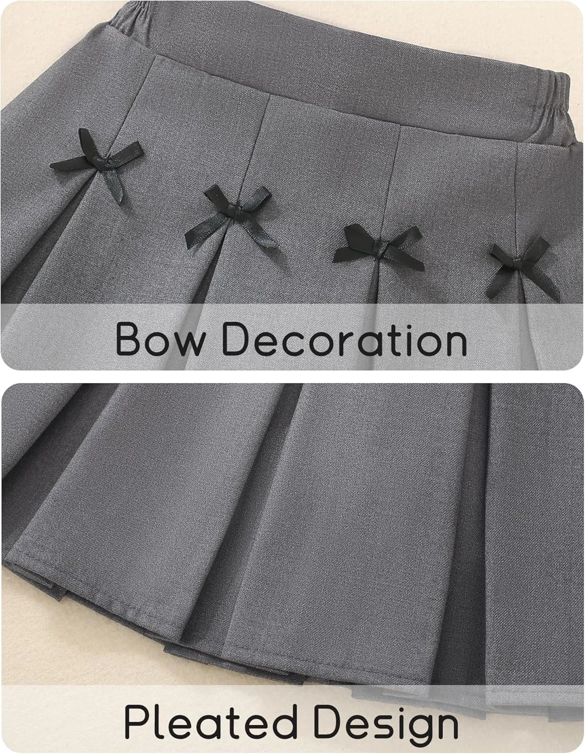 Happy Cherry Pleated Mini Skirt for Girls with Bow Elastic Waist Athletic Tennis Skort Cute Preppy Uniform Skirts 4-9 Years