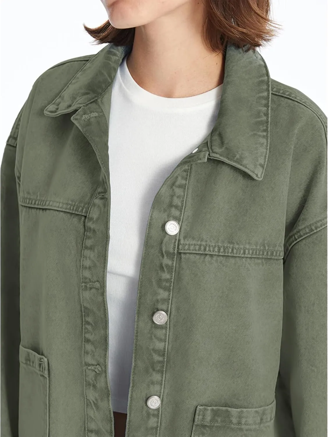 Hixiaohe Jean Jackets for Women Trendy Button Up Denim Shirt Jacket Oversized Long Sleeve Coat Fashion Clothes with Pockets