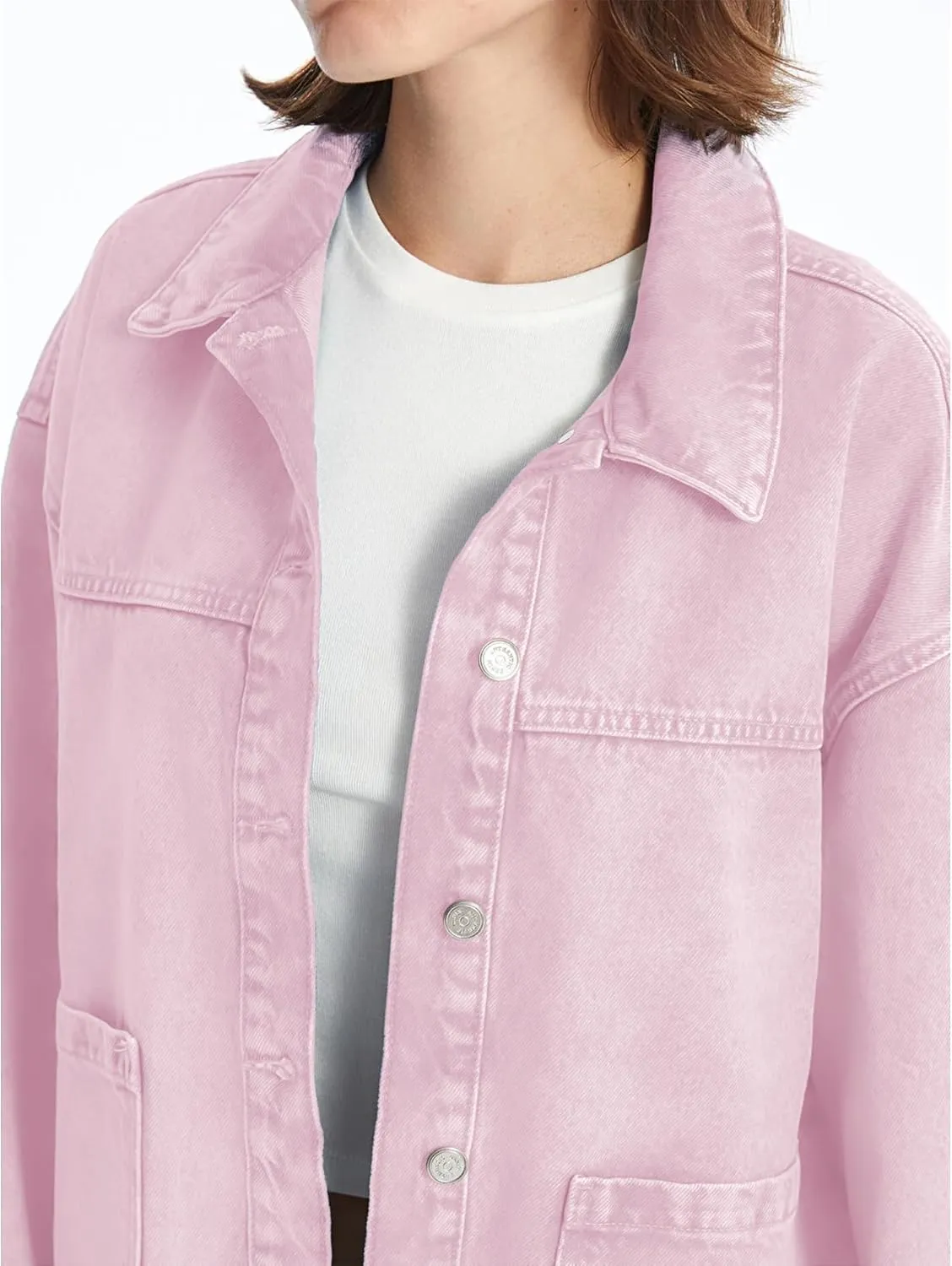 Hixiaohe Jean Jackets for Women Trendy Button Up Denim Shirt Jacket Oversized Long Sleeve Coat Fashion Clothes with Pockets