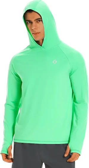 HODOSPORTS Mens UPF 50  Rash Guard Long Sleeve Swim Shirts Sun Protection Hoodie Shirt UV SPF Quick Dry T-Shirts