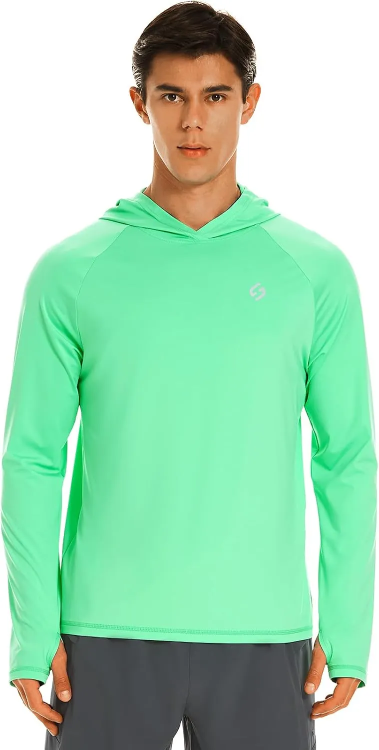 HODOSPORTS Mens UPF 50  Rash Guard Long Sleeve Swim Shirts Sun Protection Hoodie Shirt UV SPF Quick Dry T-Shirts
