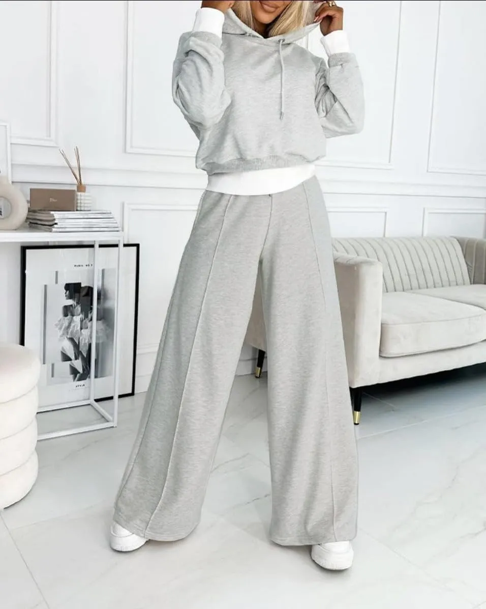 HOPYOP Womens Sweatpants Wide Leg Pants for Women Fall Winter Baggy V Crossover Womens Sweat Pants with Pockets