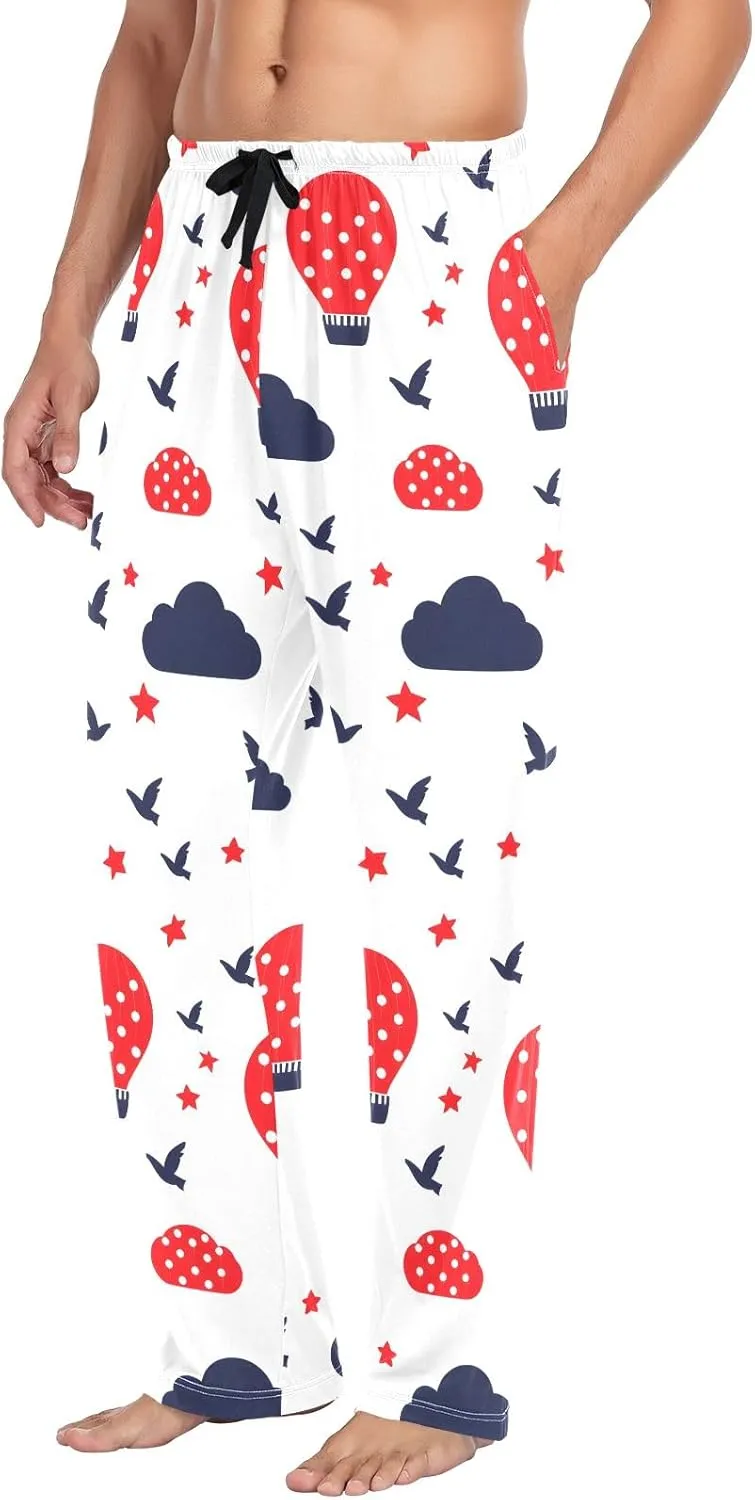 Hot Air Balloon Bird Men's Pajama Pants Lightweight Sleepwear Bottom Lounge Pants